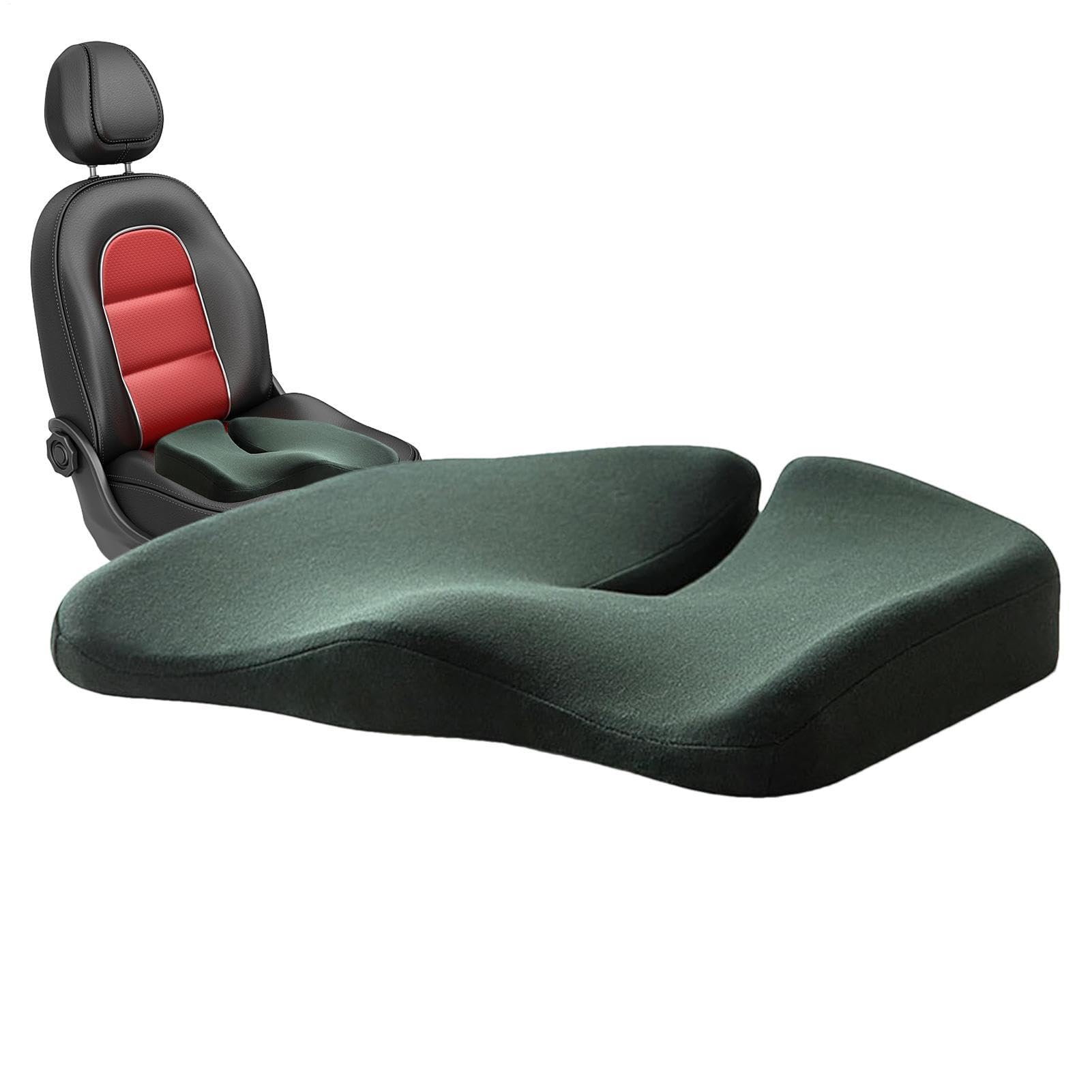 Cuscino in memory foam, cuscino spesso in memory foam, per alleviare il fastidio del coccige | Cuscino da seduta per sedie da ufficio, auto, scrivania del computer, ruote