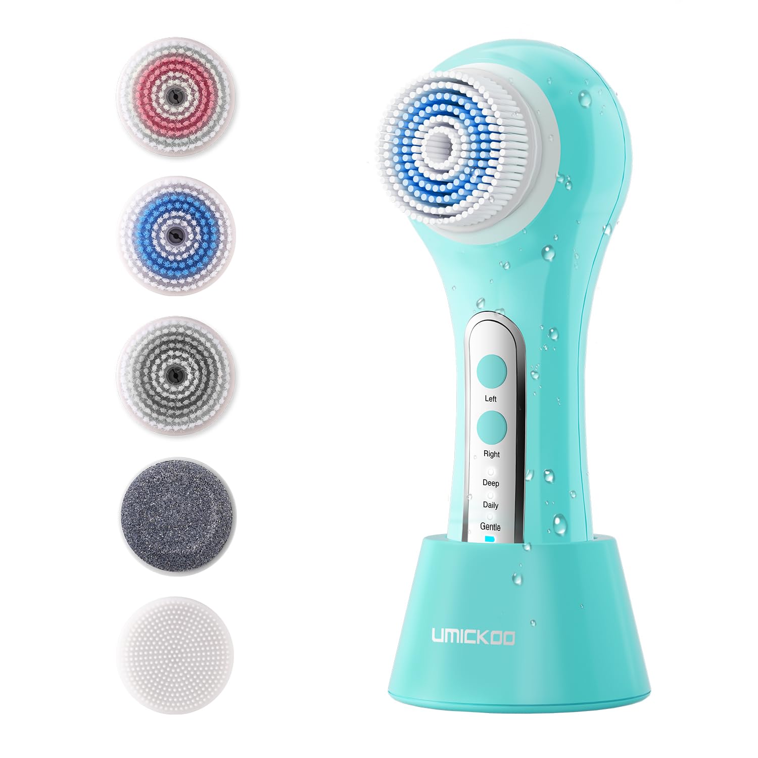 Face Scrubber Exfoliator, Rechargeable Facial Cleansing Brush with 2-Way Rotation & 3 Modes, 30-Day Runtime, 5 Brush Heads for SPA-Level Care, IPX7 Waterproof, Deep Cleaning for All Skin Types