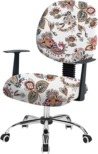 FUANGUI Funda para silla de oficina estampada elástica para silla de oficina de computadora, funda de respaldo de asiento giratoria de escritorio,