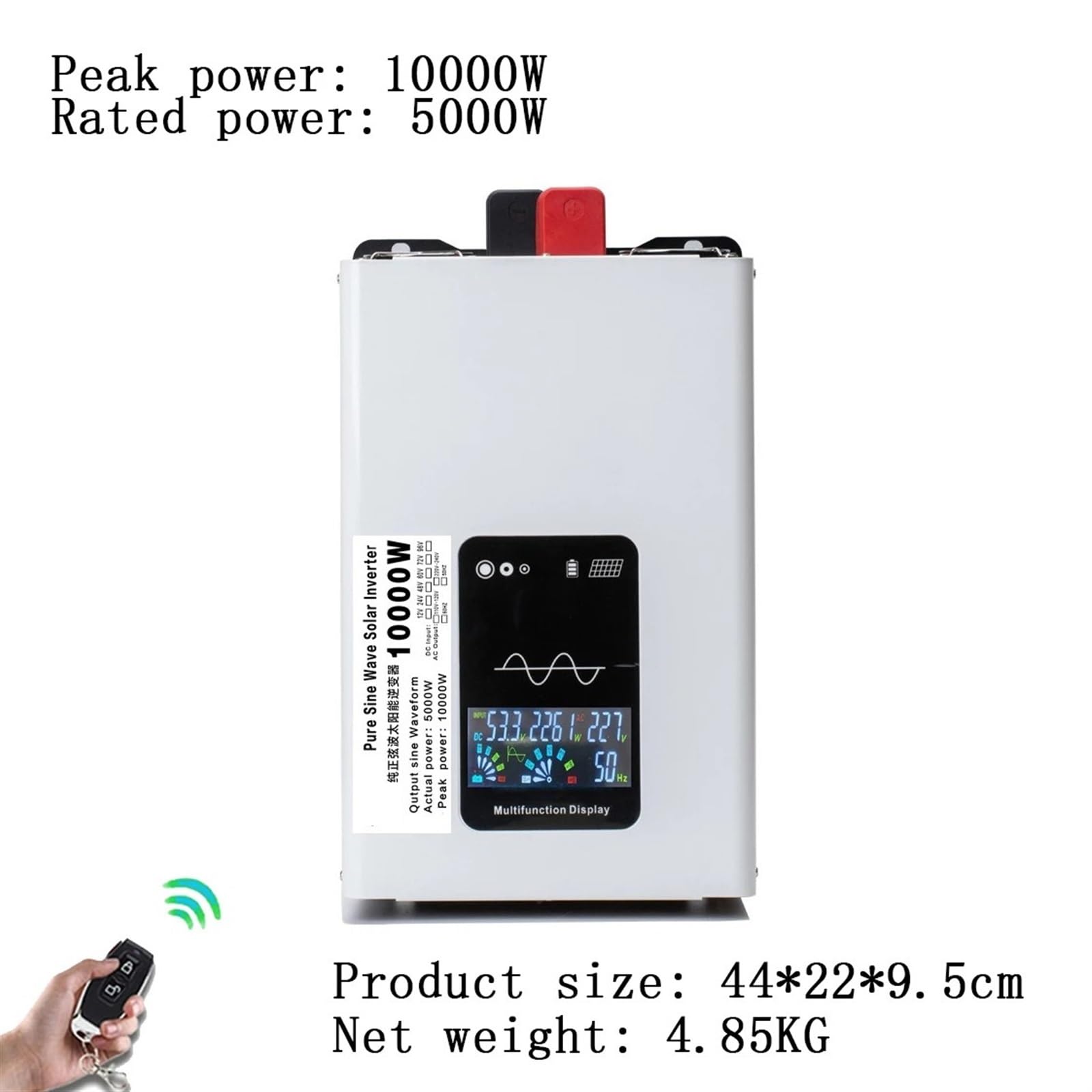 Falownik Solarny, Czysty sinusoidalny inerter Wae 5000W/8000W/10000W/12000W Moc 12-72 do AC Conerter Solar Car Inerter Off Grid Przenośny(10000W,24V)