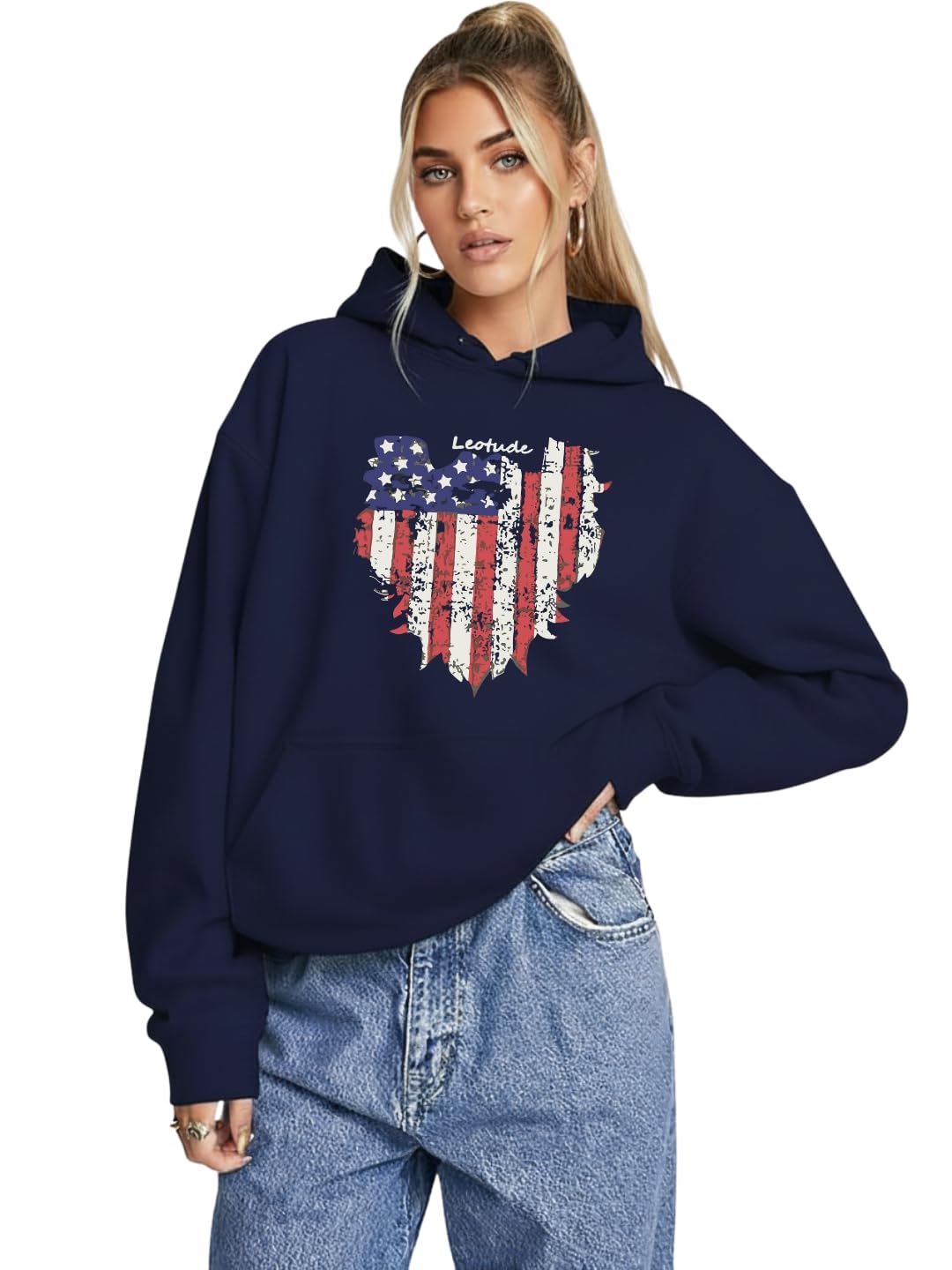 LEOTUDE Women's Casual Loopknit Boyfriend/Loose Fit Round Neck Sweatshirt (Color Grey)-picture-25
