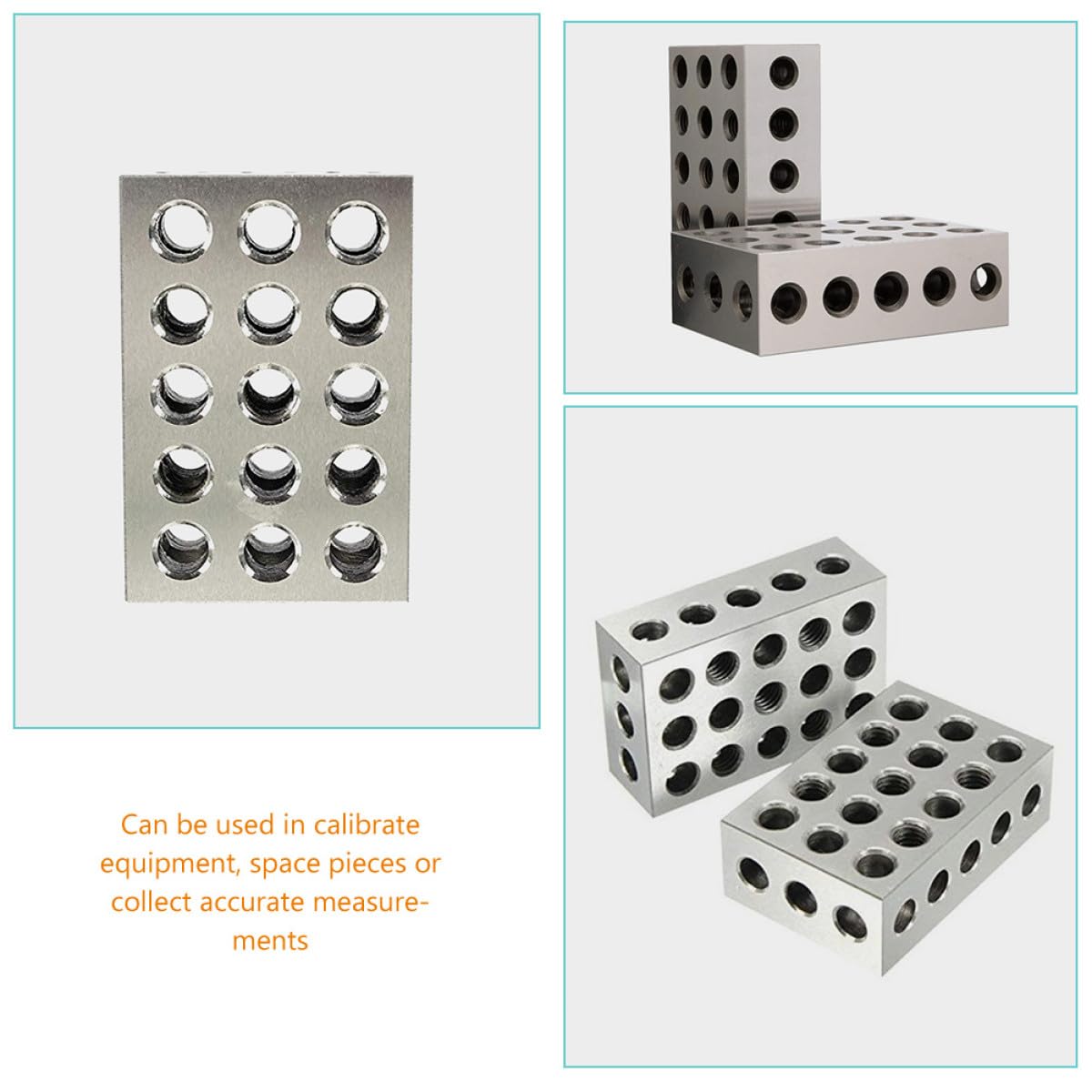 Bloc de Calibrage 123 en Acier, Lot de 2, Argenté