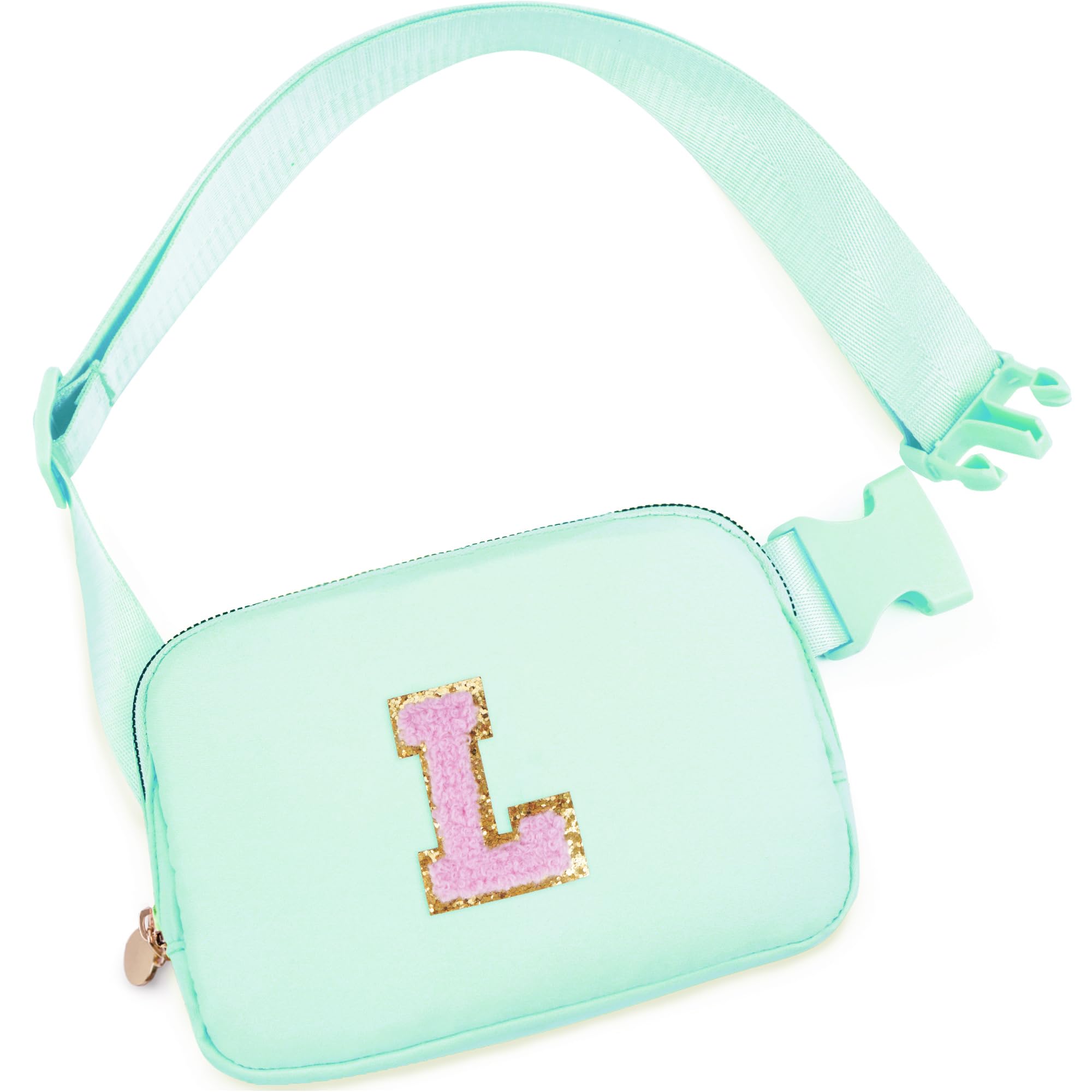 Uygafly Gifts for Girls Kids,Initial Fanny Pack Crossbody Purse Green,L
