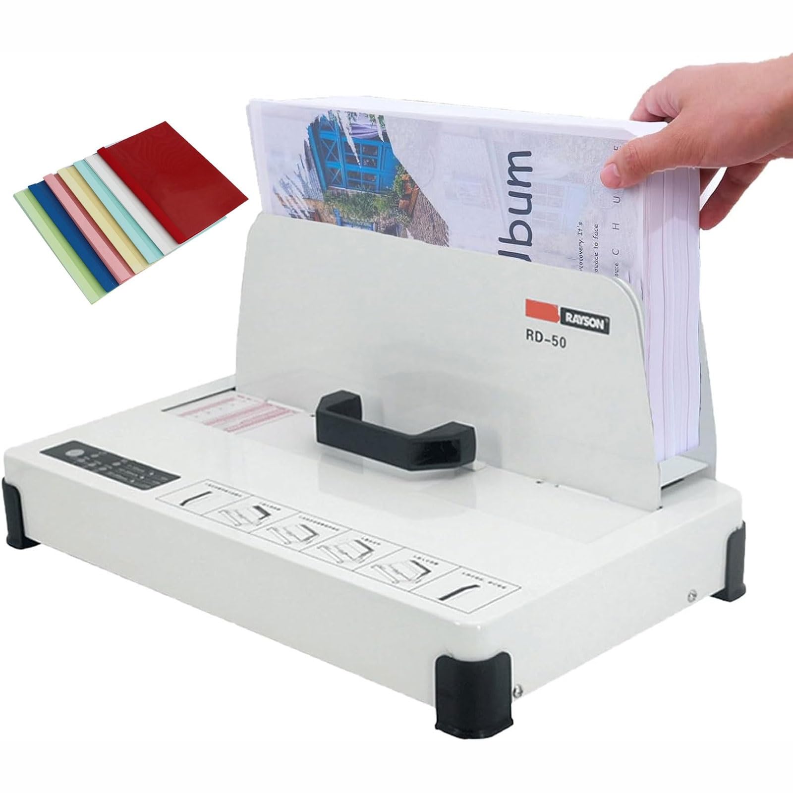 Elektryczna maszyna do bindowania na gorąco, bindownica termiczna do formatu A4/A5 z 3 ustawieniami ogrzewania, ogrzewanie ceramiczne PTC, binduje o grubości do 50mm,do dokumentów, skryptów, broszur