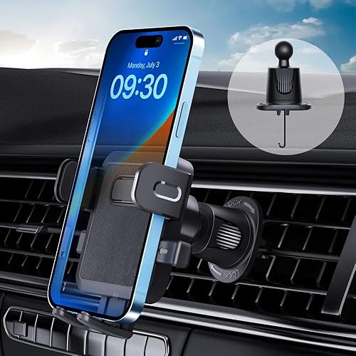 Soporte de teléfono para ventilación de automóvil para automóvil. Clip de gancho de grado militar. Compatible con fundas gruesas. Soporte para