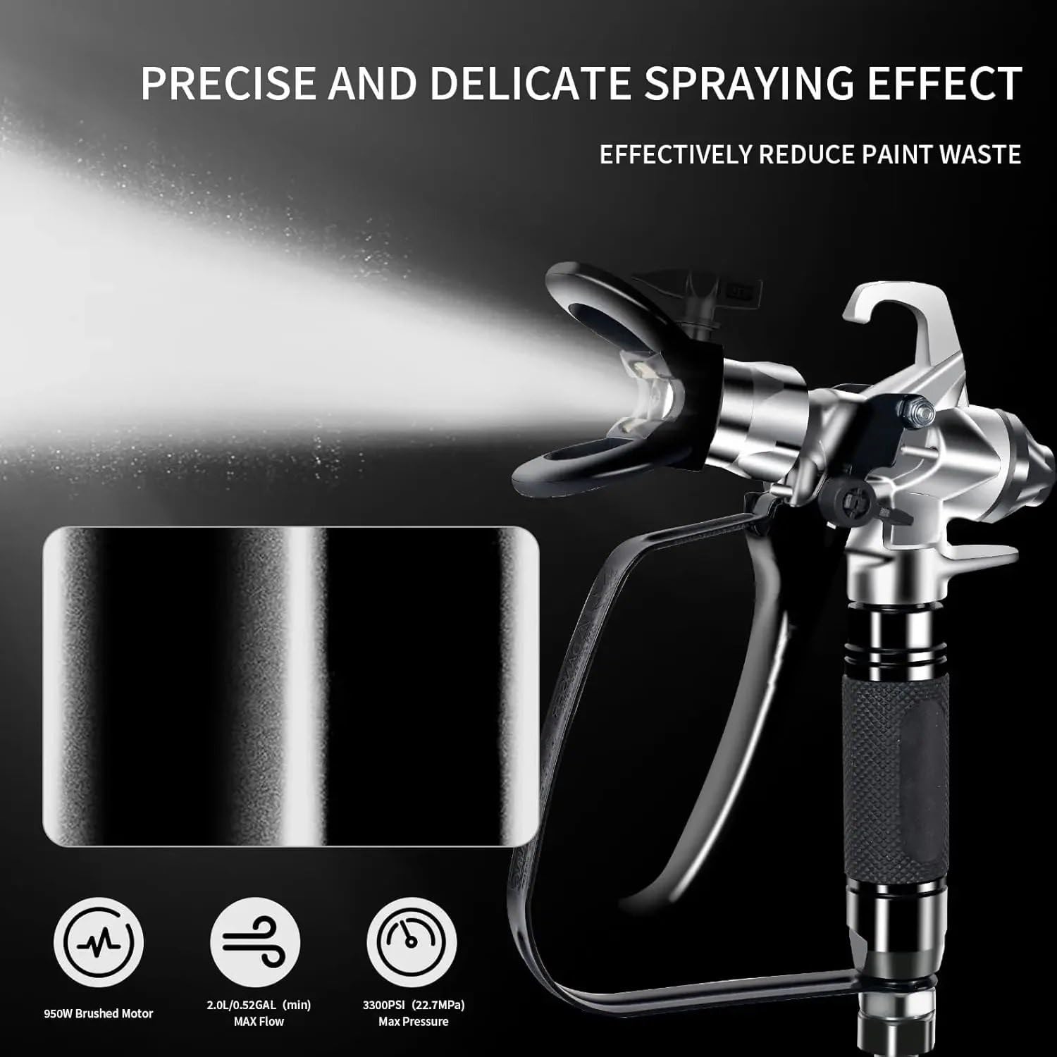 Pistolet Peinture Electrique Pistolet Peinture Car Pulvérisateur sans Air 3300 PSI Pulvérisateur Peinture Haute Efficacité Pas Besoin Diluant, Pratique Et Rapide