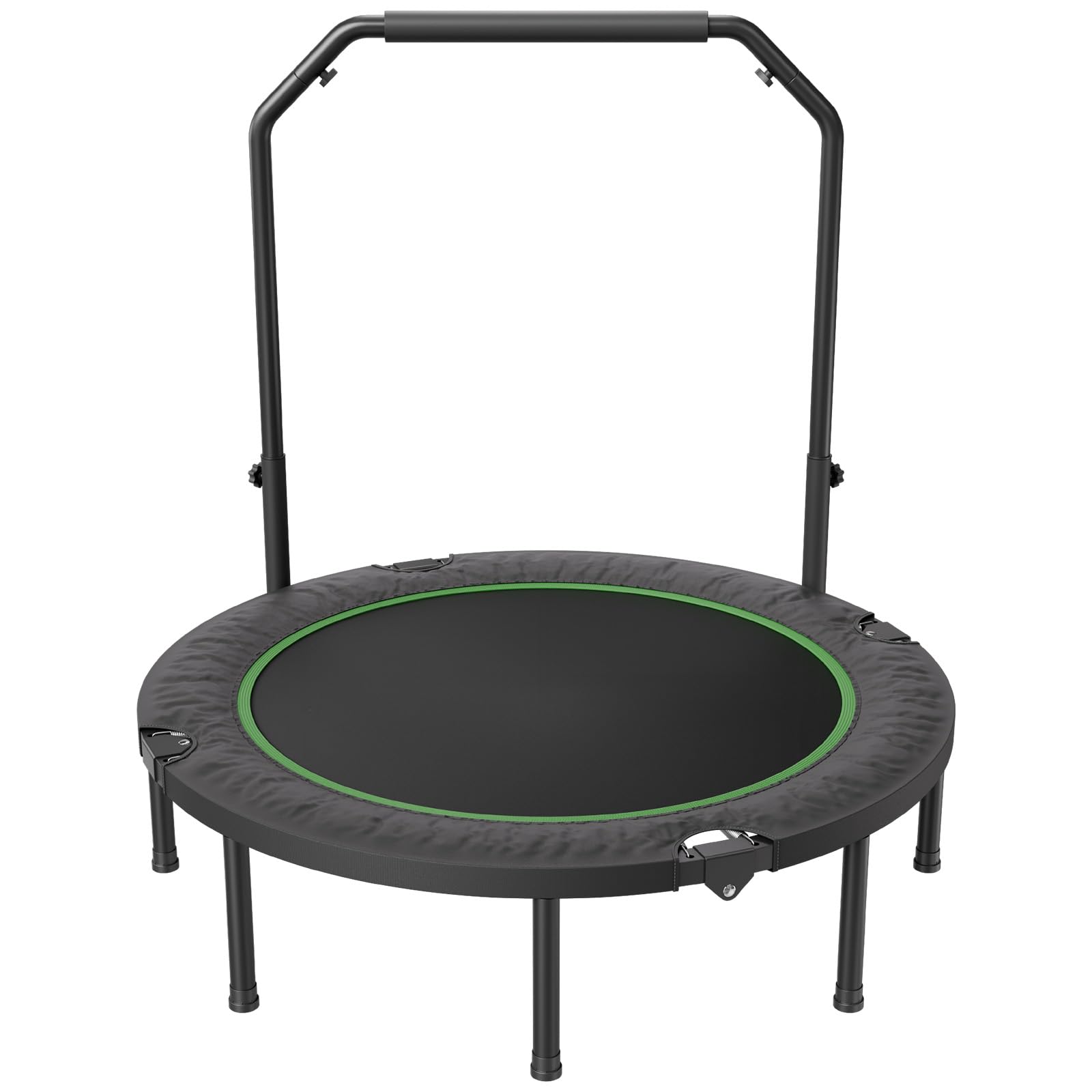 VEVOR Mini Trampoline Pliable, 1315 mm, Fitness rebounder, Charge Max. 205 kg, Stable et Silencieux avec poignée en Mousse réglable en Hauteur à 4 Niveaux, pour entraînement intérieur/Jardin Adultes