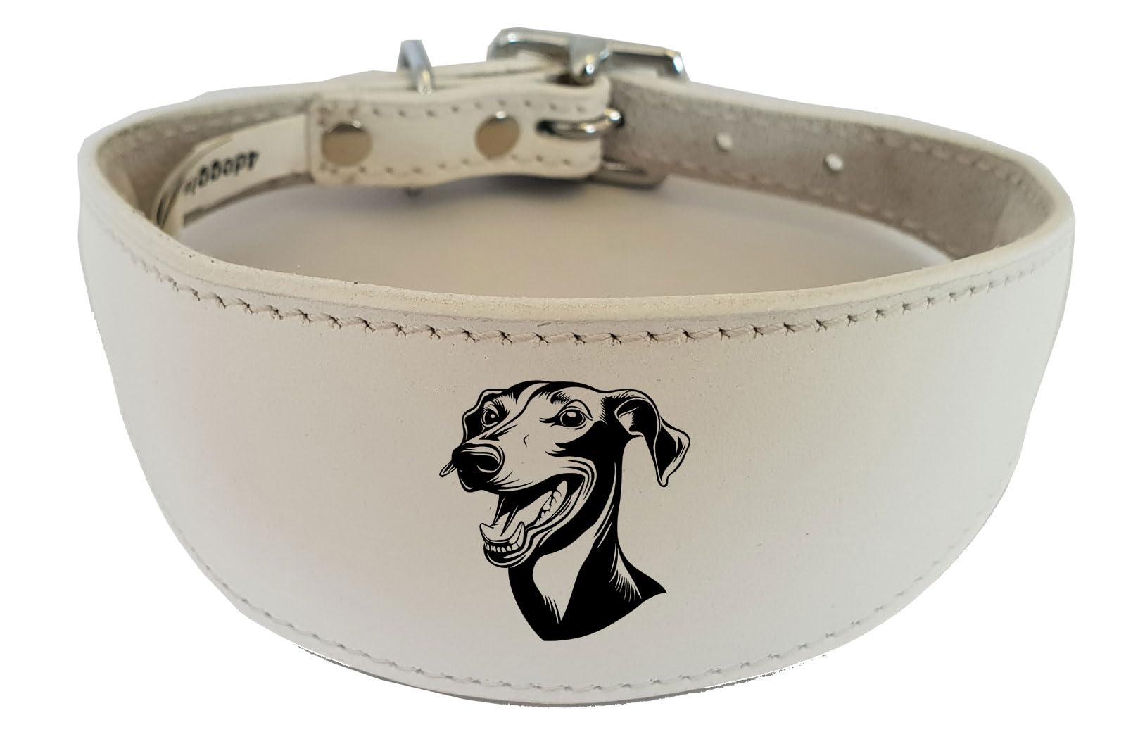 Handmade Wide Padded Leather Dog Collar for Greyhound, Whippet and Sighthound NL44