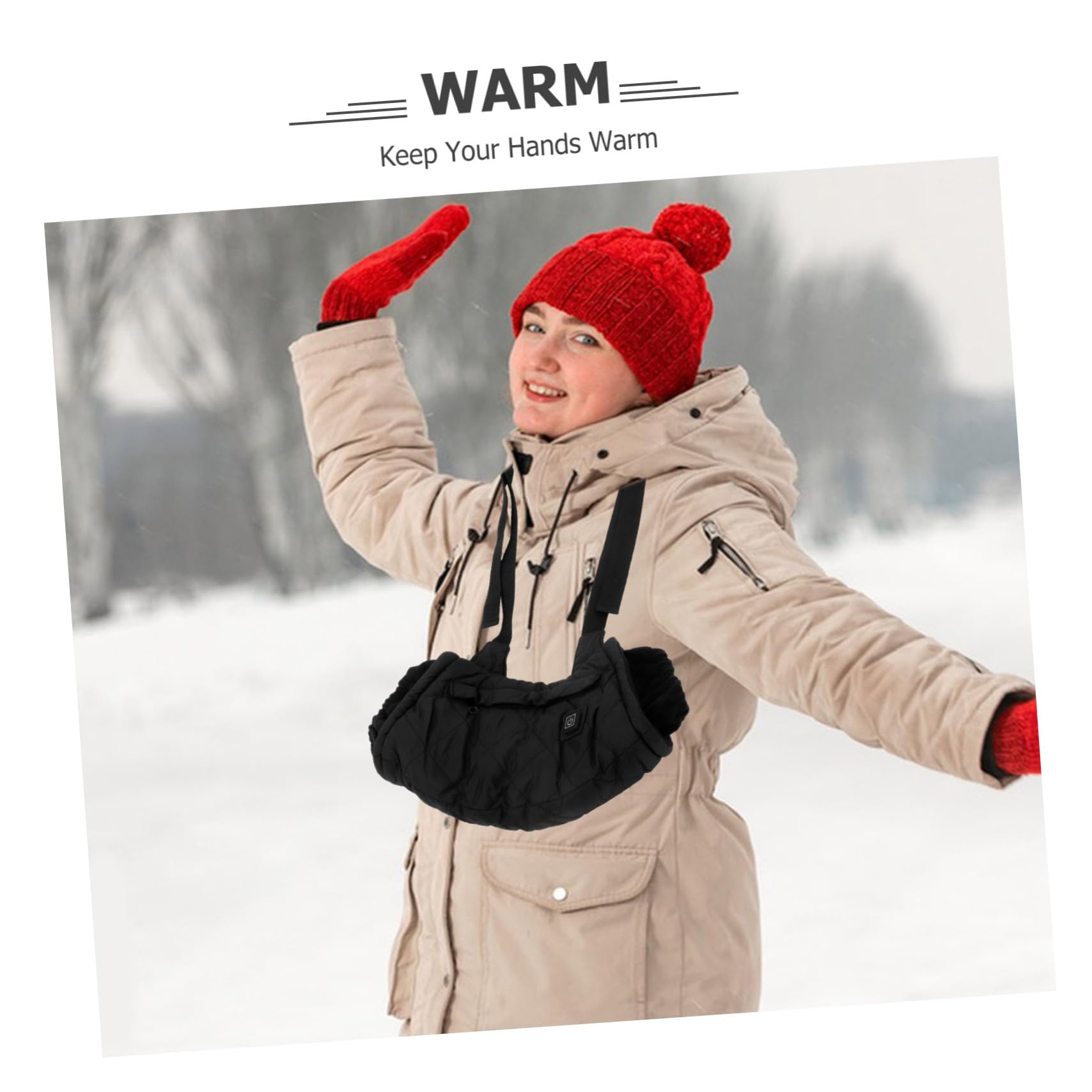 Chauffe-mains Électrique Portable Noir, Manchon D'hiver en Coton Matelassé