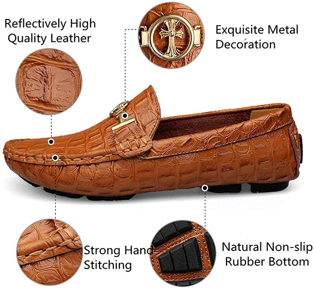Hommes Cuir Décontractés Qui Glissent Mocassins Plats Qui Marche Chaussures de Bateau Habillent Bateau Pantoufles Mode