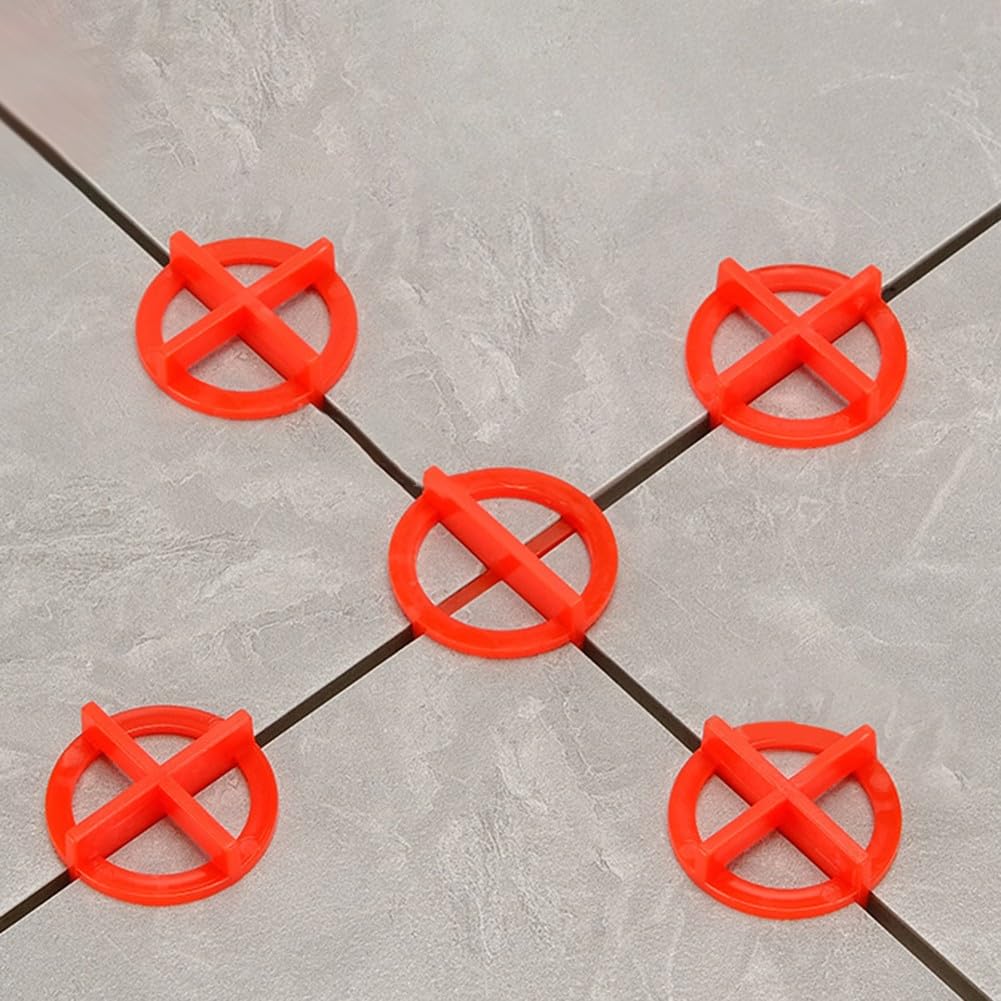Sistema di livellamento per piastrelle in plastica, 100 pezzi, distanziatori, clip, cunei che supportano l'allineamento di precisione di piastrelle in porcellana, granito e marmo (rosso, 2 mm)
