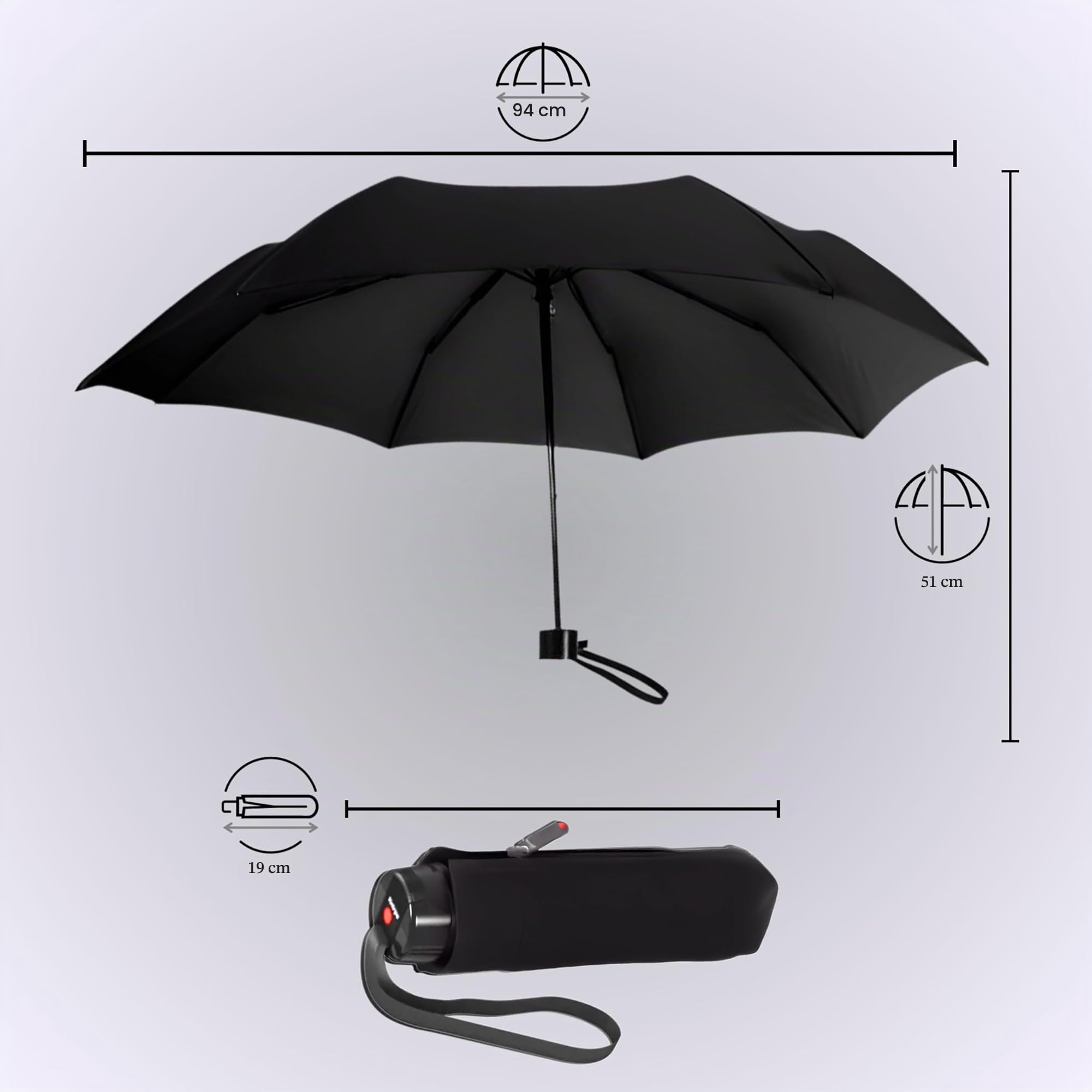 Knirps T.020 Small Manual Open Close Rain Umbrella - Compact Umbrella For Backpack - Windproof Travel Rain Umbrella for Adults
