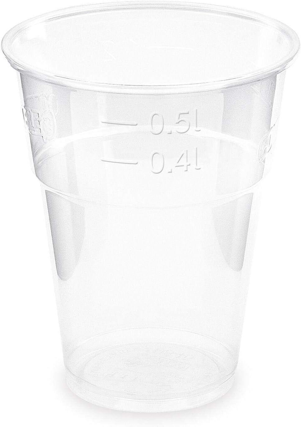 Vasos ecológicos multiusos transparentes para fiestas de 400 ml y 500 ml, de PLA con marca de medición de 102 mm de diámetro, 100 unidades
