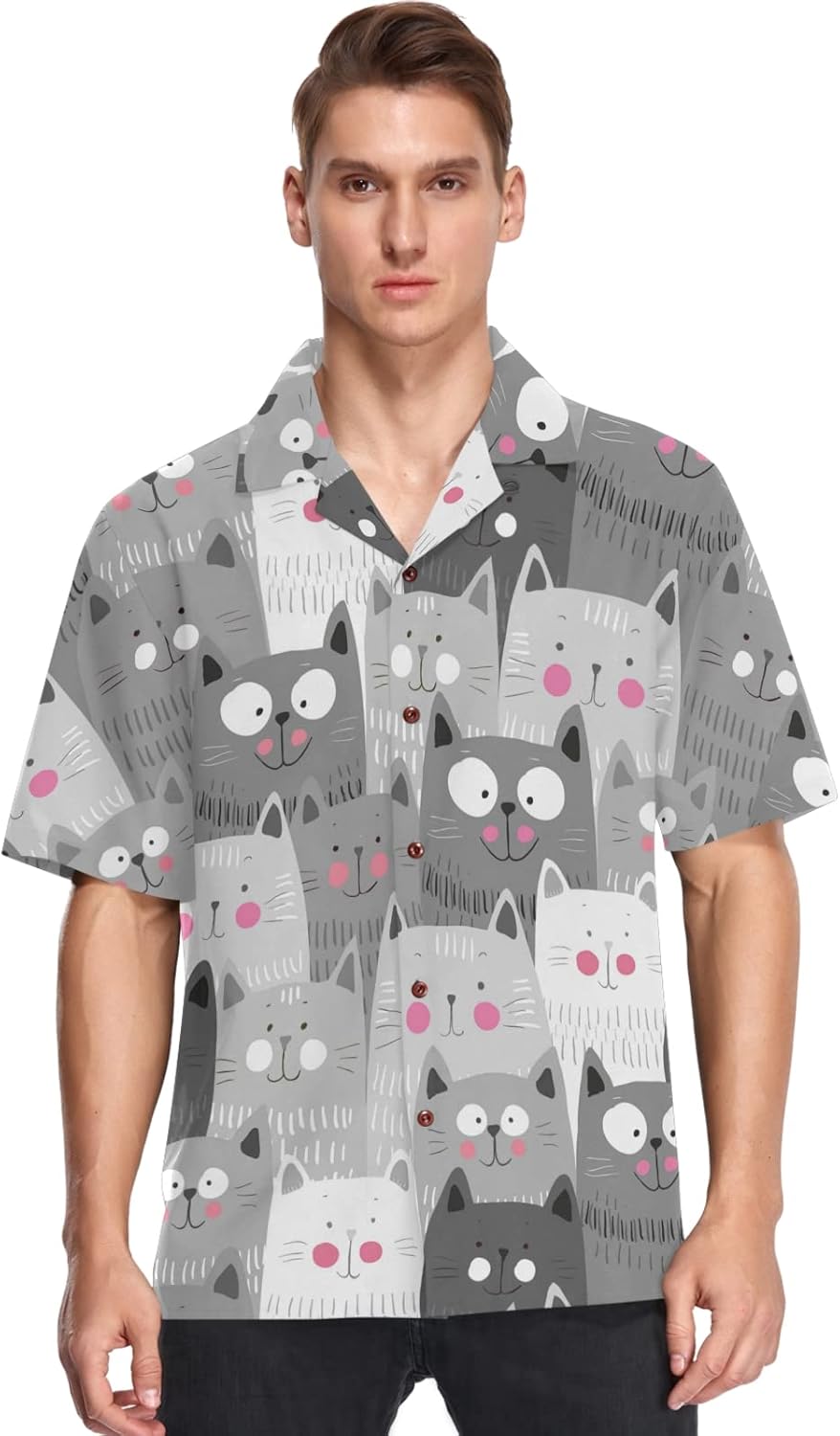 visesunny Mens Casual Button Down Short Sleeve Hawaiian Shirt Aloha Shirt