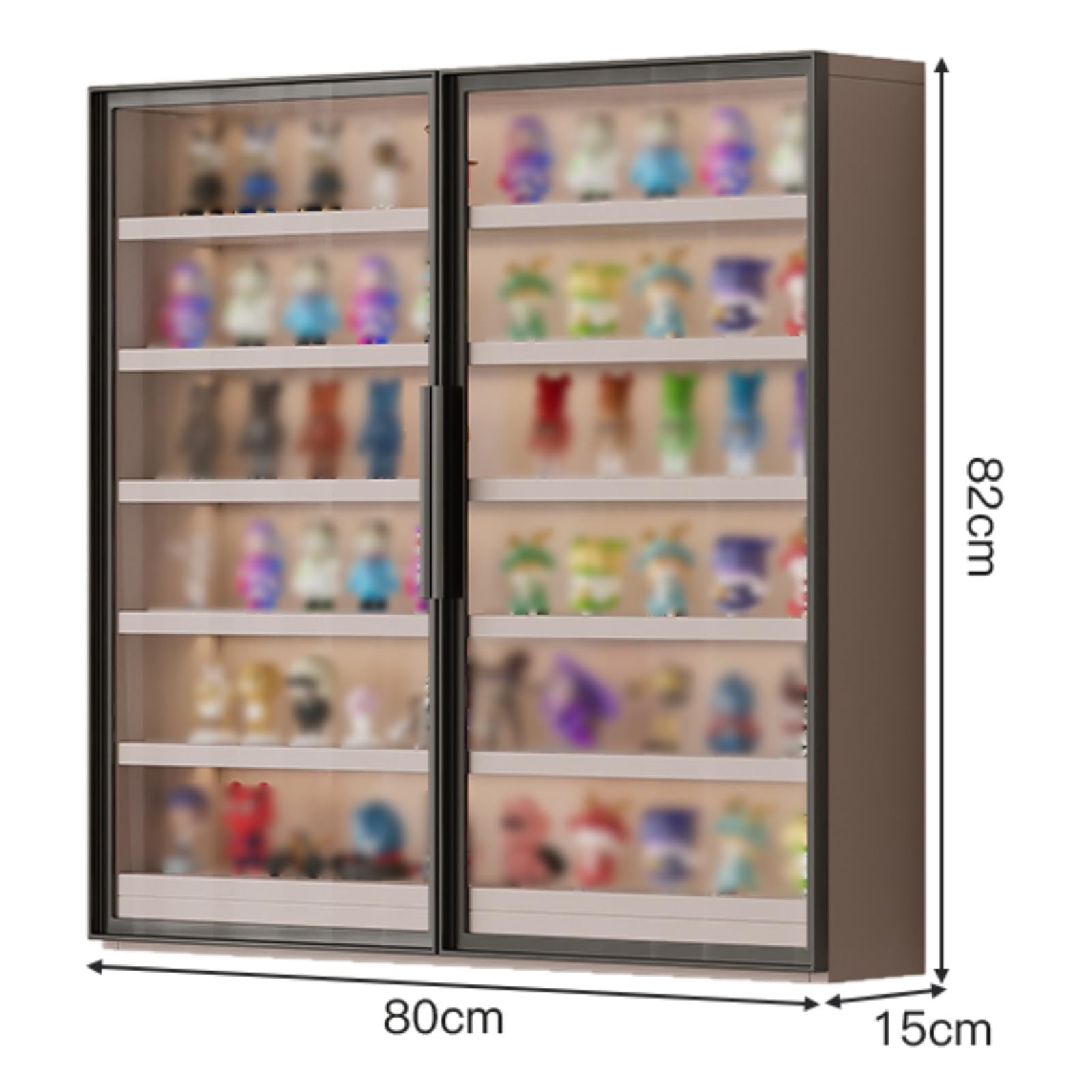 Trasparente Vetrinetta, Espositore in Legno E Vetro, Vetrina Trasparente da Pavimento, Scatola per Cassette Montata A Parete per Mini Action Figure da Collezione(Grey,80x15x82cm)