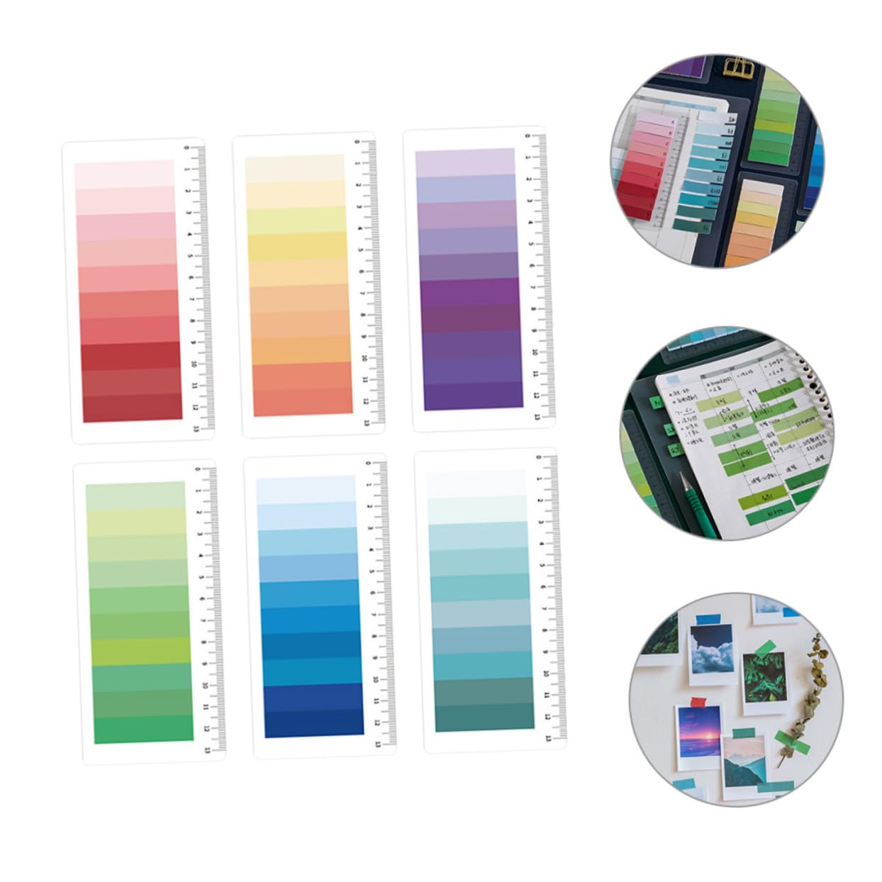 Gadpiparty 12 Sätze Portable Sticky Tabs Pastellfarben Durchsichtige Haftmarker für Notizen Seitenmarkierung und Bürobedarf Leicht für Zuhause