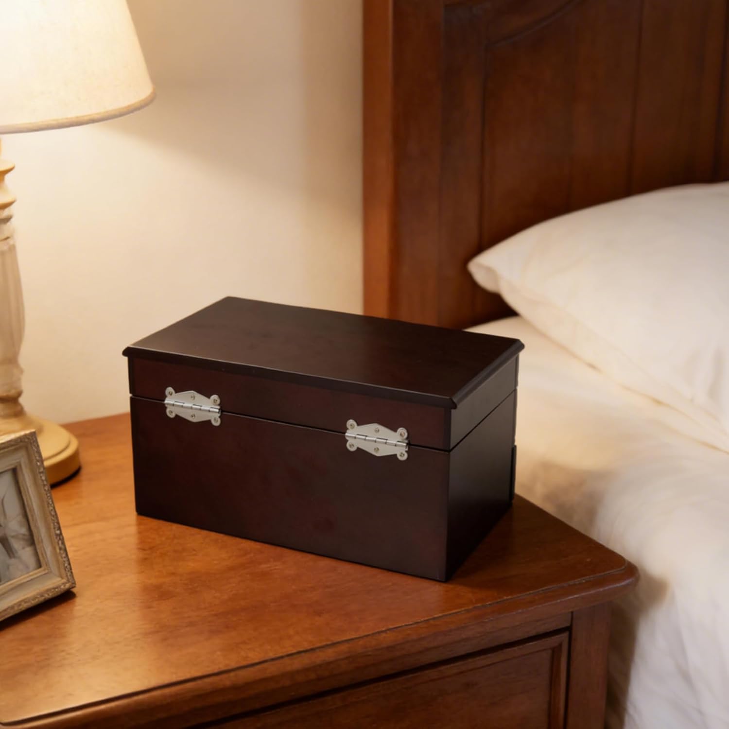 Brown jewelry box,watch cases for men with large Window,3-Tier Storage Organizer And Velvet Lining,jewelry organizers and storage for watches,Tie Pins, Rings