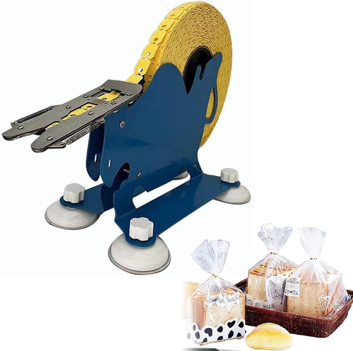 BOOZXCV Manual Plastic Bag Sealing Machine with Suction Cups and Clasp Roll for Supermarkets and Bakeries