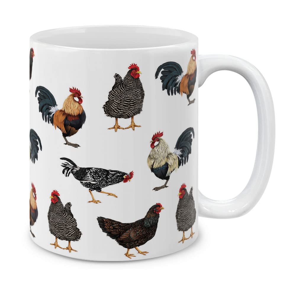 Barnyard Chicken Roosters Ceramic Coffee Mug Tea Cup, 11 OZ