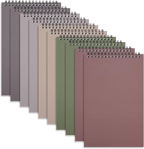 EOOUT Top - Paquete de 10 cuadernos estéticos de bolsillo de 6 x 9 pulgadas, 60 hojas de papel blanco con regla Gregg, cubiertas coloridas,