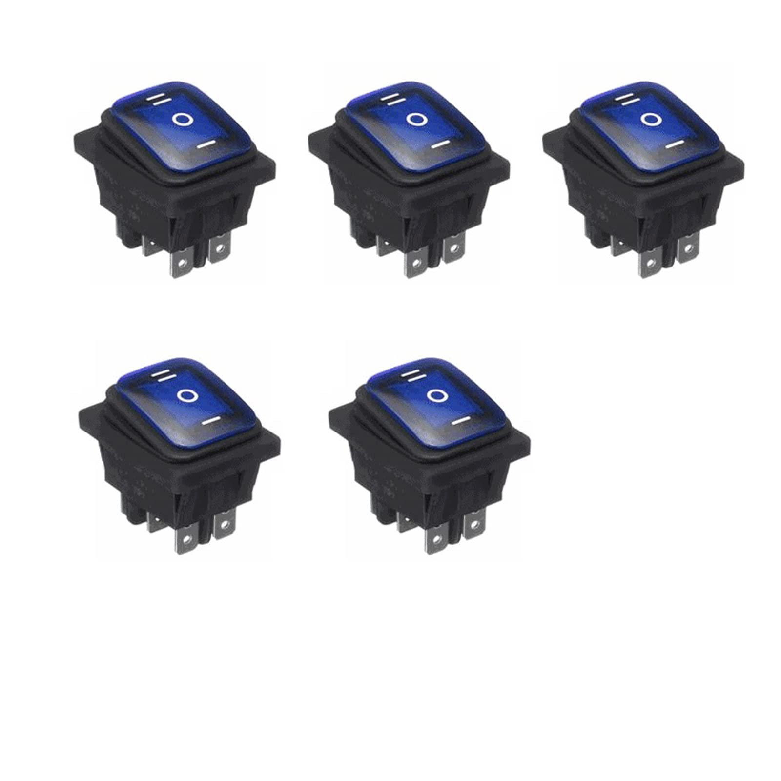 WANGCL 5 interruptores LED impermeables de palanca 12 V ON/OFF/ON 3 posiciones interruptor basculante 6 pines para coche barco camión KCD4 azul