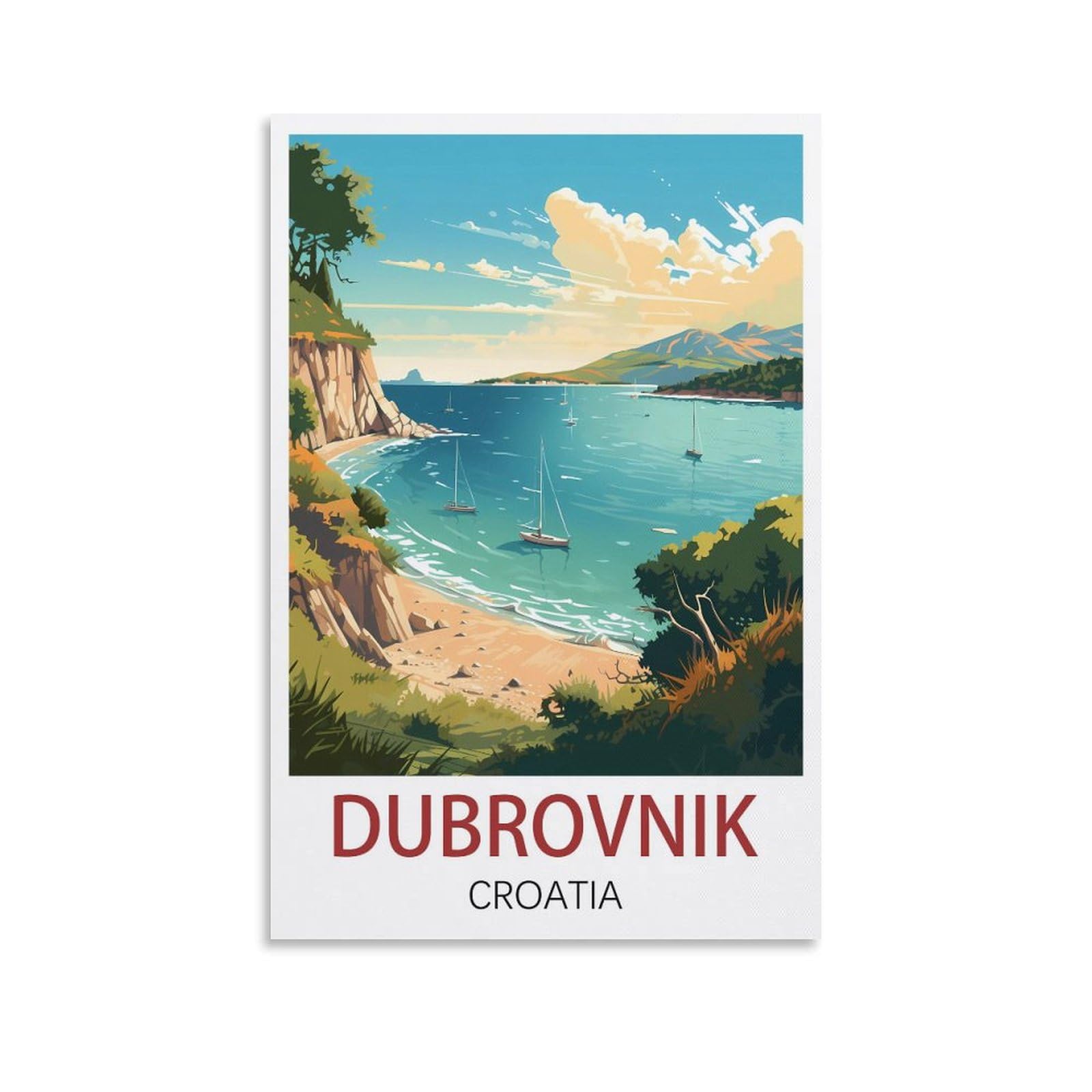EZMLFA DIY Diamond Painting,Dubrovnik Croatia 5D Landscape Diamond Painting Kits for Adult, Gem Art Crystal Art Kits for Adults, for Home Wall 30x40cm