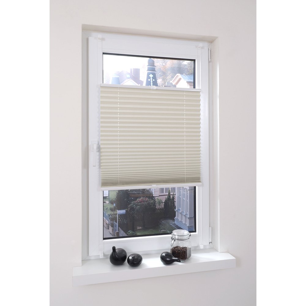 Liedeco Thermo Plissee verspannt mit Klemmträger – 80 x 130 cm, beige, lichtundurchlässig