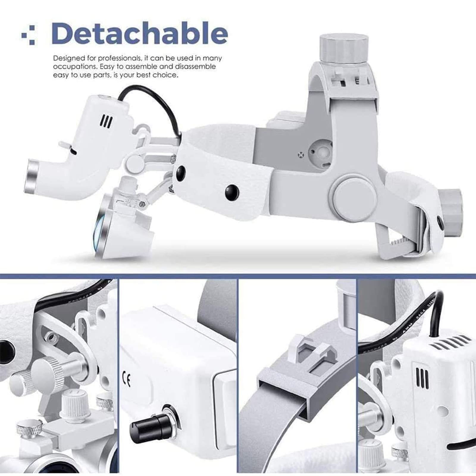 Lampada Frontale A LED 3.5xr Dentale, Lente d'Ingrandimento Binoculare per Chirurgia Odontoiatrica con Faretto, Lente d'Ingrandimento Dentale Binoculare per Esame Orl