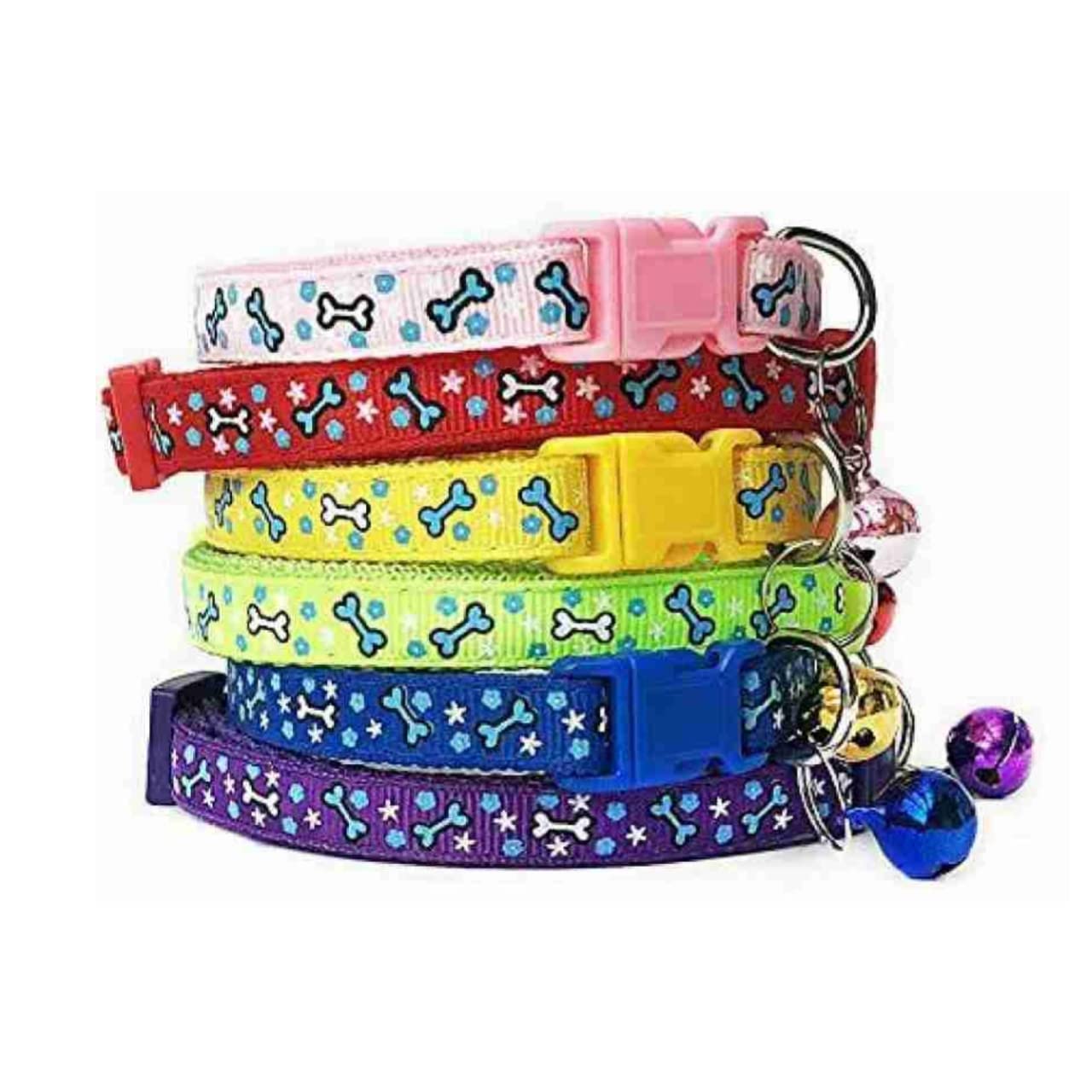 DRK Shopmart Nylon Bone Printed Collar Belt and Bell with Plastic Adjustable Buckle Set Ideal for Training/Exercising and Walking Dogs and Puppies - Multicolor (Pack of 4 Piece) (B0C4LB2X45) Amazon Price History, Amazon Price Tracker