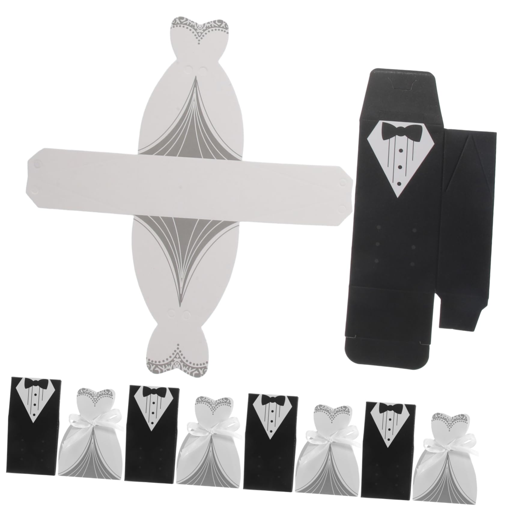 Scatole Regalo Matrimonio 100 Pezzi Bianco Nero per Confetti