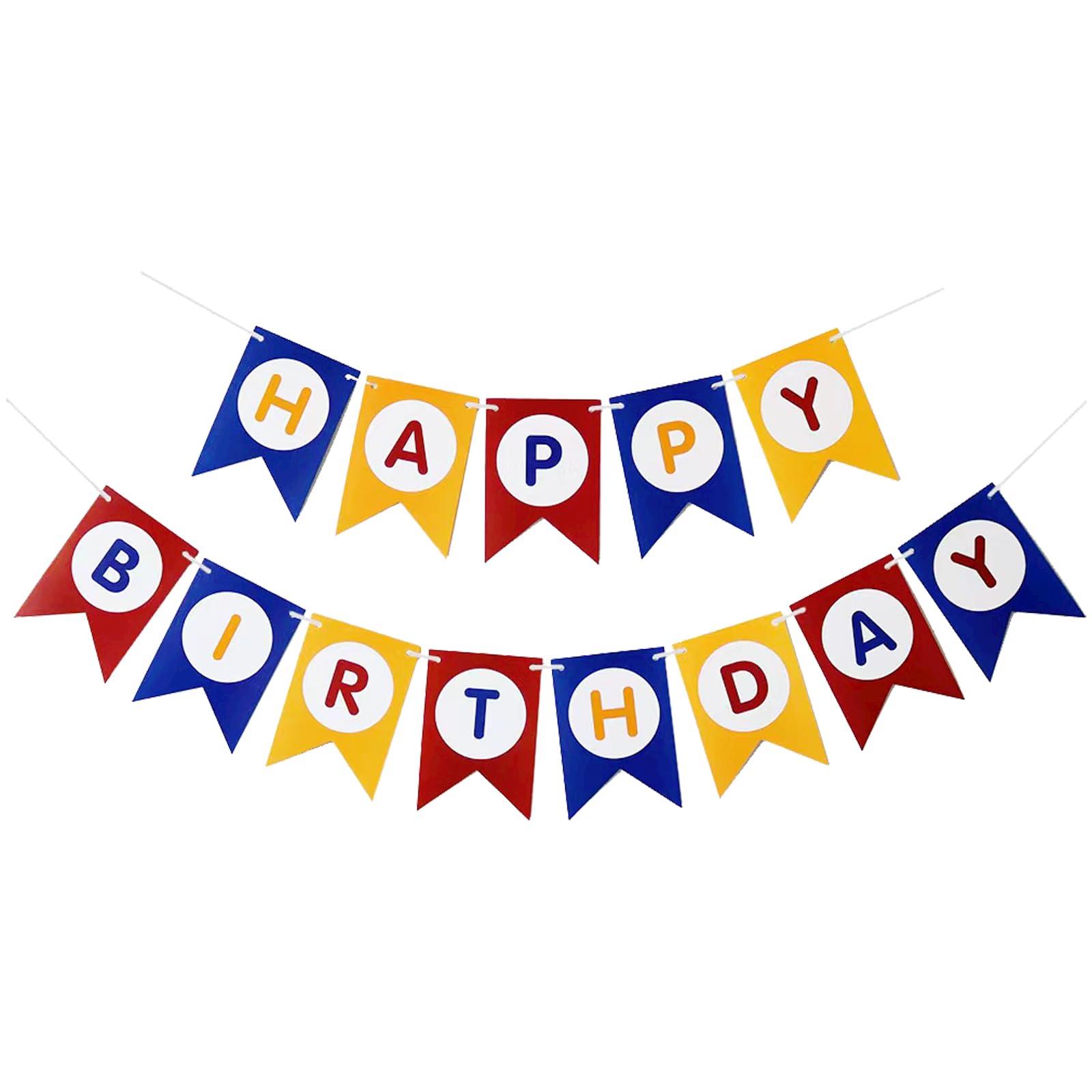 DIADARL Happy Birthday Banner - Red, Yellow, Blue Colorful Decorations for Kids, Women, Men Party