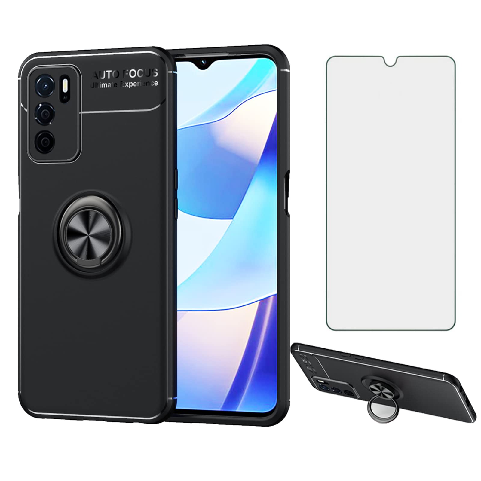 Asuwish Compatible With OPPO A16/A16S/A54s Wallet Case Tempered Glass Screen Protector And Zipper Retro Leather Flip Cover Card Holder Stand Cell Accessories For CPH2273 Women Men Blue - View #8