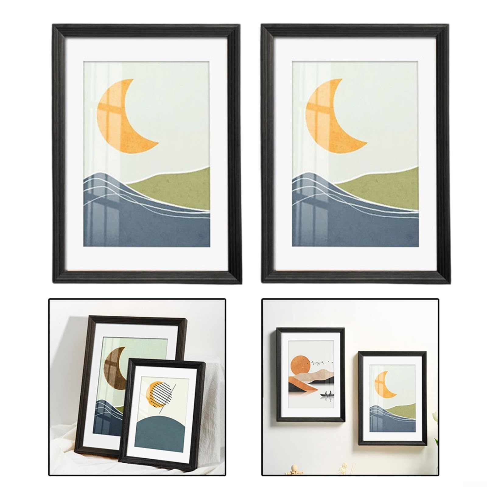 Confezione da 2 cornici nere per foto e cimeli, 40,6 x 50,8 cm, cornice portafoto in legno con retro facile per accesso, profondità 3,2 cm