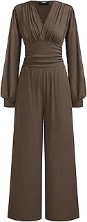 Jumpsuits for Women Long Sleeve V Neck Wide Leg Dressy Date Night Romper...