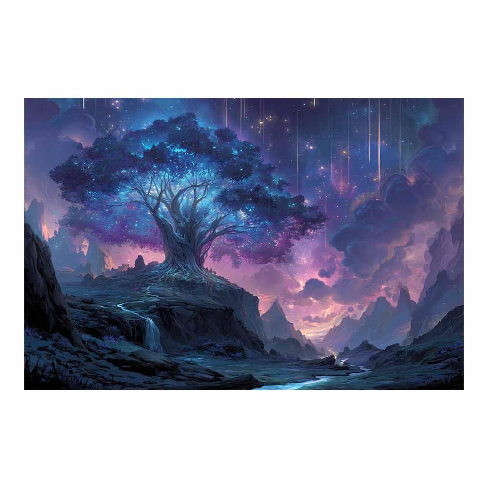 XENIOU Tree Wall Art Magical lights tree canvas wall art, prints for walls, for living room bathroom Bedroom Home Decoration.(Multicolor)-70x100cm Unframed