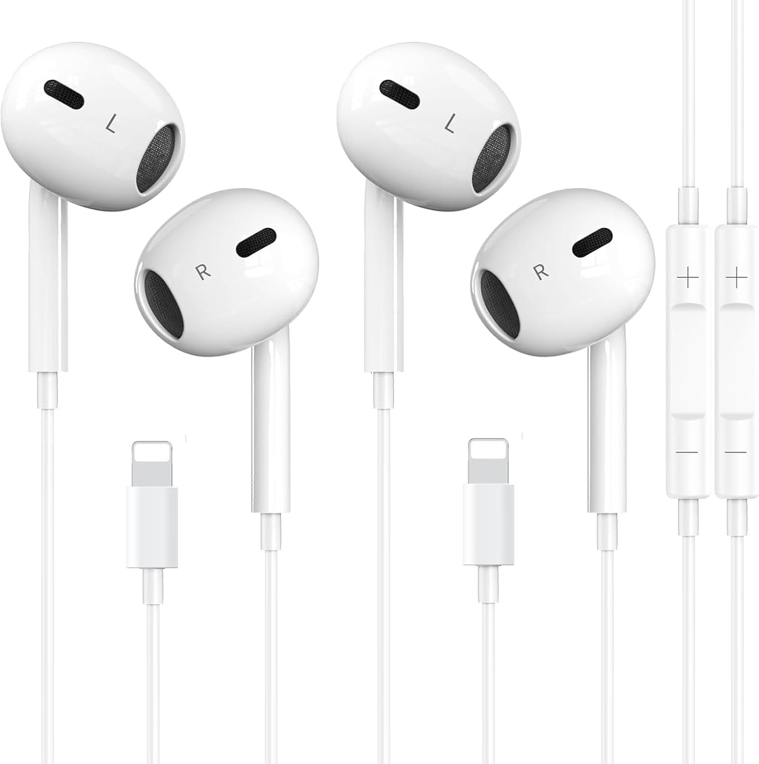 2 Packs-for iPhone Headphones Wired Earbuds/Earphones Nosie Reduction Built-in Microphone