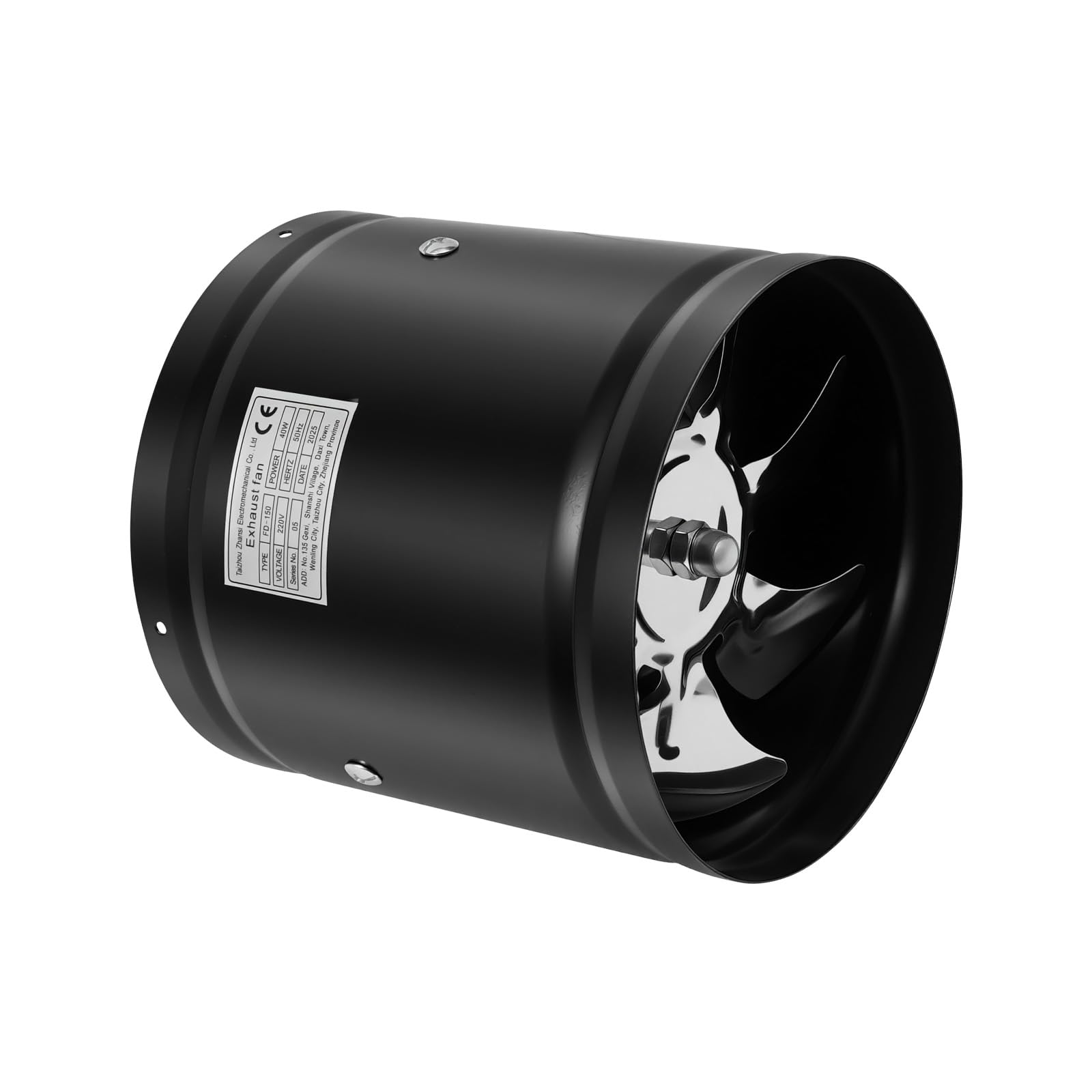 Ventilatore a canale in linea da 150 mm, filtro ai carboni d'aria da 600 m³/h, ventilatore di scarico con motore in rame puro, ventola booster con 7 pale, ventilatore tubolare con robusto