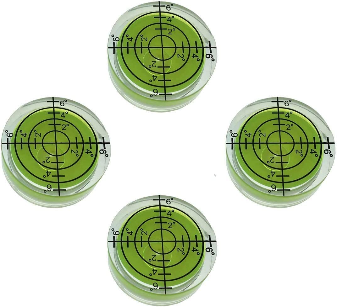 UUBEI Small Level Bubble Round 32x7mm Circular Mini Bubble Spirit Levels for RV,Tripod,Phonograph,Turntable Etc Level Measuring Instrument Layout Tool(4 pack) (green)