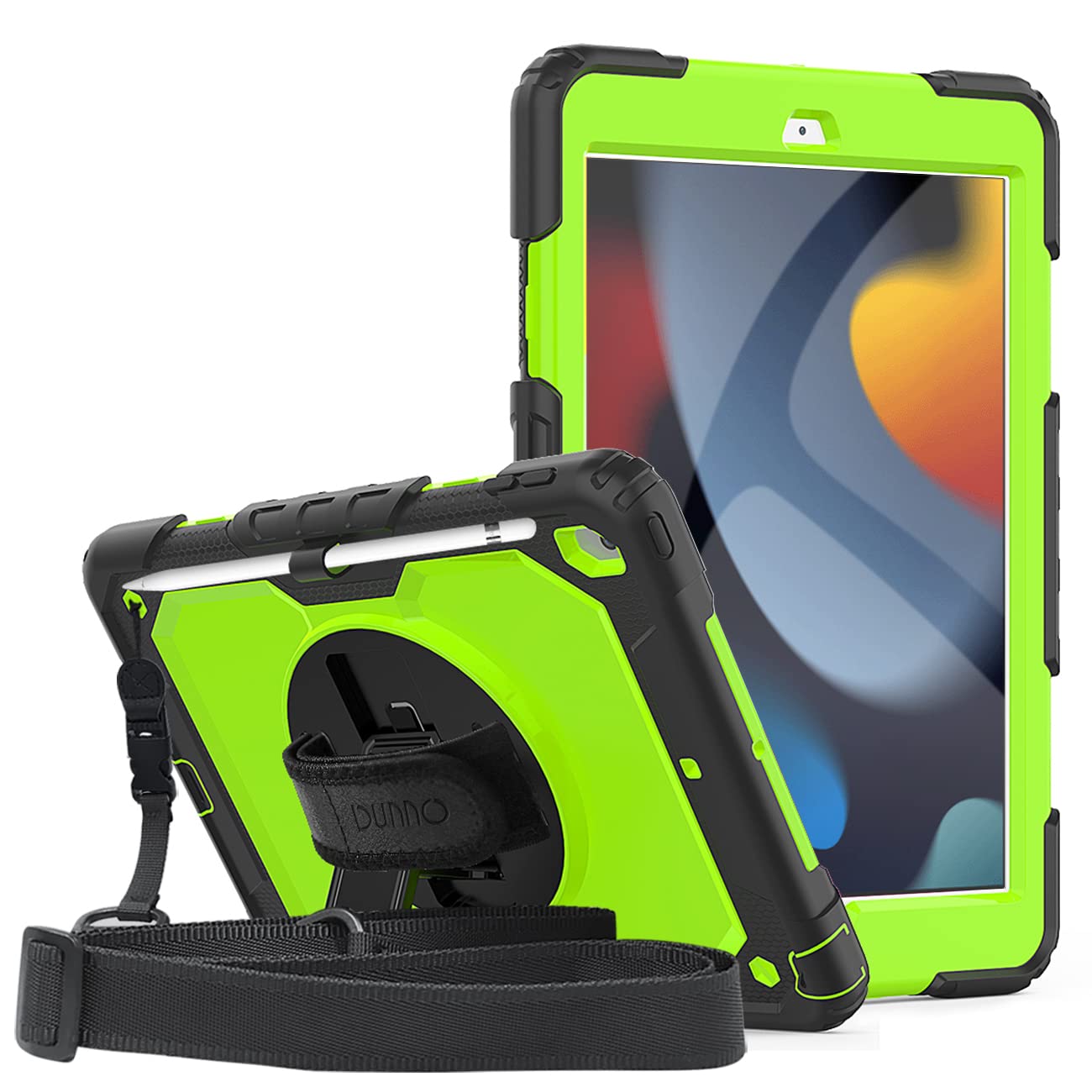 DUNNO for iPad 9th 8th 7th Generation Case(10.2 Inch, 2021/2020/2019), Shockproof iPad 10.2 Case with Screen Protector & 360° Rotating Kickstand &