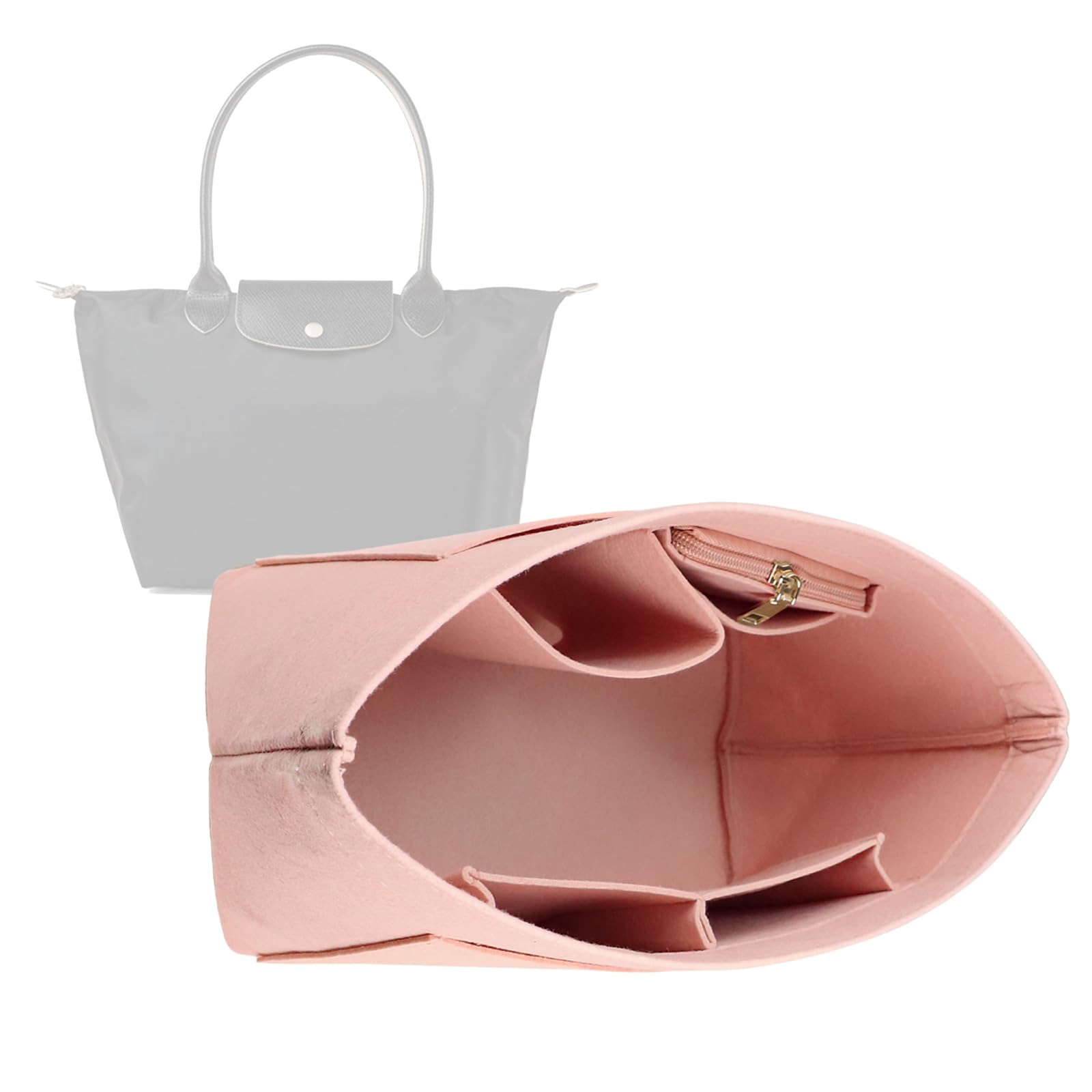Lckaey Felt Purse Organizer Insert for Le Pliage Neo(Large) Handbags Insert Organizer1012pink-M