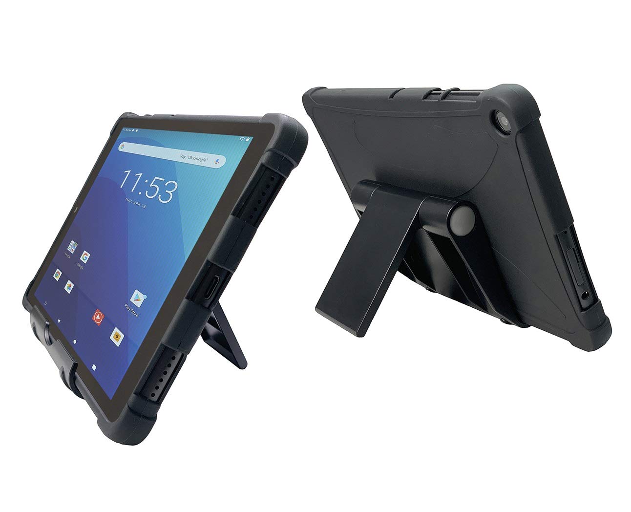 iShoppingdeals Protective TPU Cover Case for Onn Pro 8" Android Tablet 2020 Release (Black Stand + Black TPU)