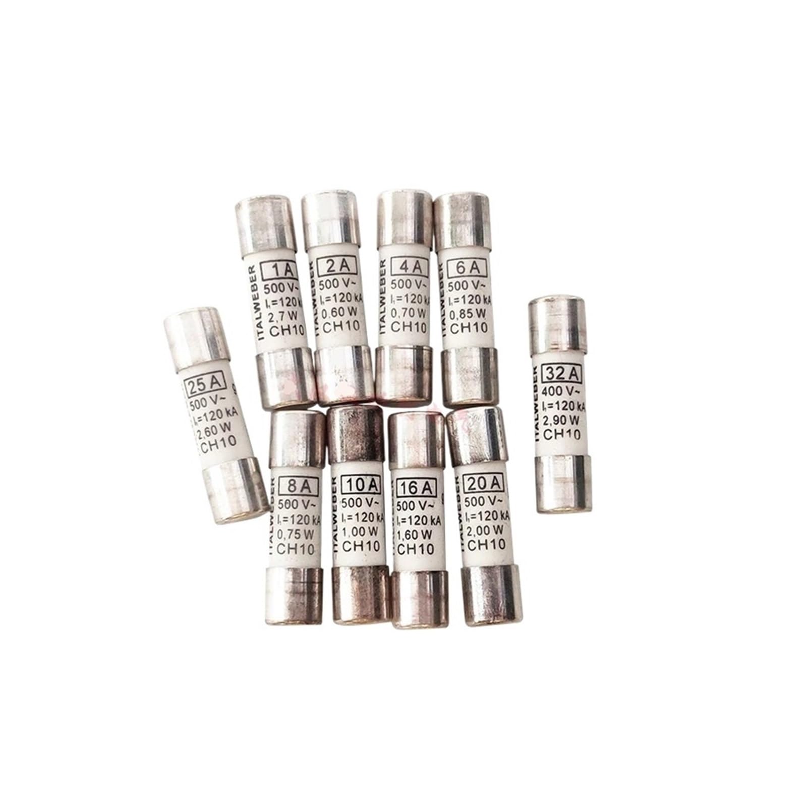 (5pieces)Cylindrical fuse CH10 1A 2A 4A 6A 10A 16A 20A 25A 32A 500V