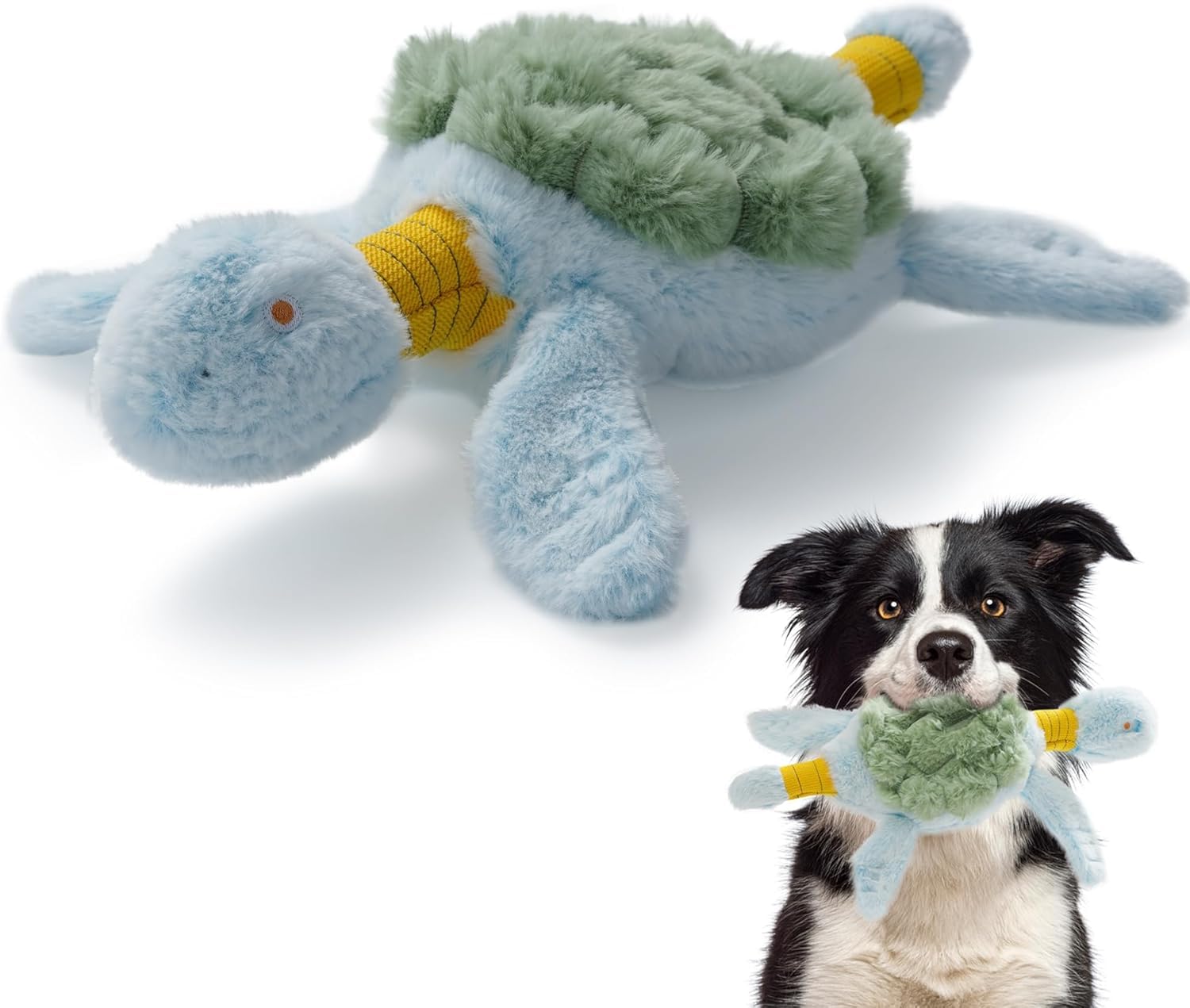 Fuzzwoof Jouet couineur pour chien, jouet tortue à tirer et froisser pour chien, jouet interactif en peluche robuste pour les garder occupés