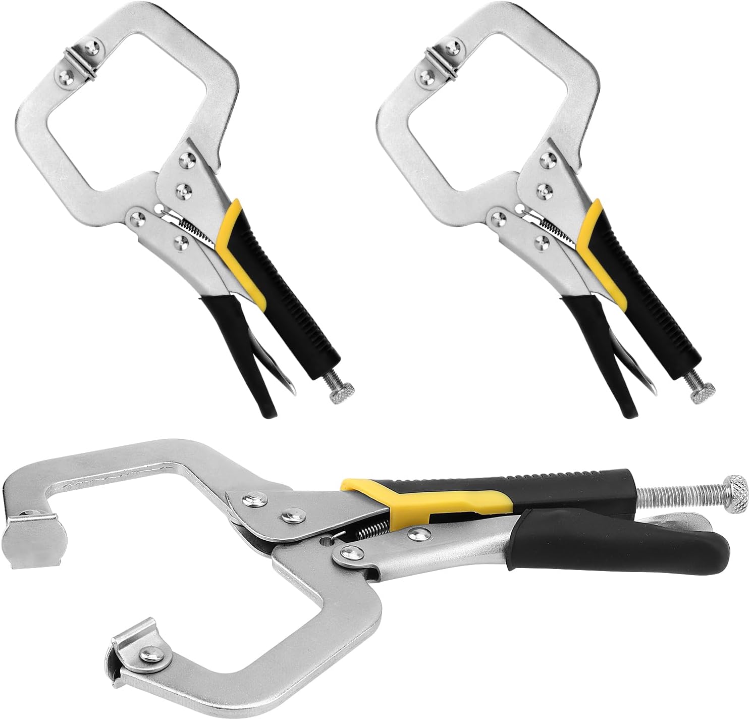 3 PCS 11 Inch C Clamp, Metal Face Clamps, Adjustable Opening Welding Locking C Type Wood Clamps for Woodworking