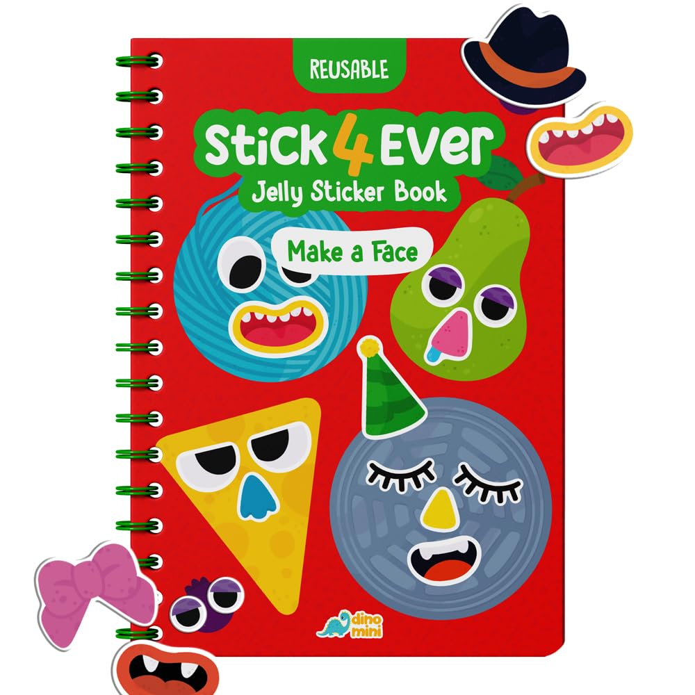 Stick4Ever Jelly Sticker Book - For Kids - Waterproof, Easy to Clean Jelly Stickers - Busy Book for Toddlers with 50 Pcs of Jelly Stickers (Make A Face)