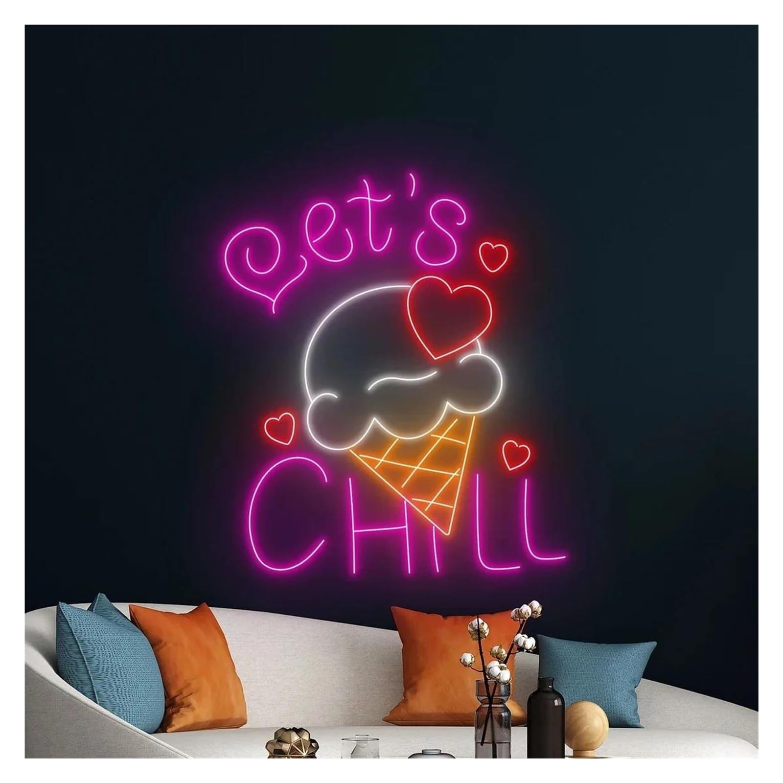 XENITE Luces Art Decoration Christmas Letrero De Neón Let's Chill Para Helados, Cafeterías, Restaurantes, Decoración De Pared, 38cm