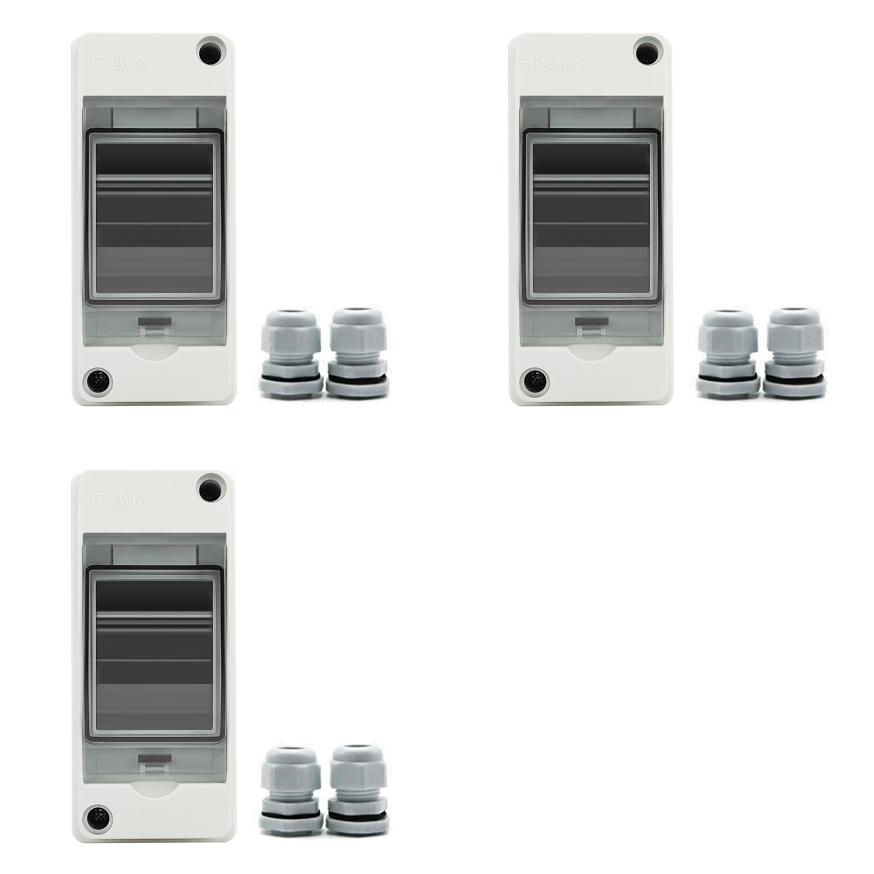 Jnchdghwa As Shown 3X Ht-2 Ip65 Waterproof Distribution Breaker Box Panel Installation 2 Way Pc Outdoor Electrical Mcb Solar Junction Box