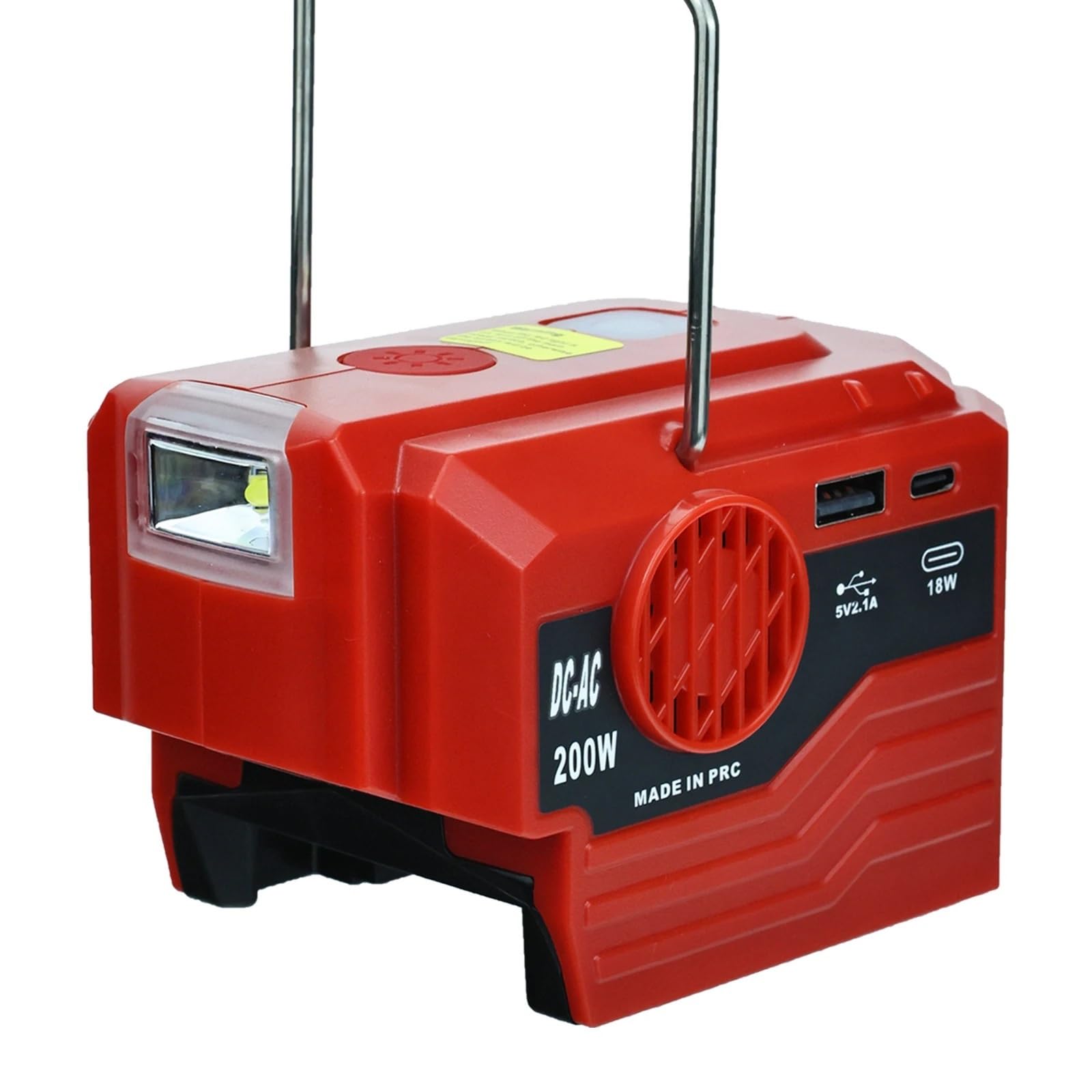 Falownik, Przenośny inwerter zewnętrzny 200 W, 18 V, akumulator do zasilacza AC USB, konwerter z konwerterem światła