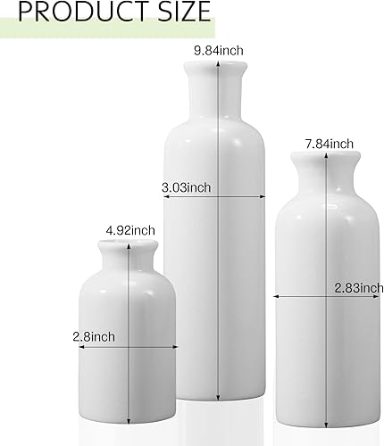 Miniatura 2 de Juego de 5 piezas de centros de mesa rústicos de mesa de campo, juego de 3 jarrones de cerámica boho con bandeja de madera para servir cuentas de