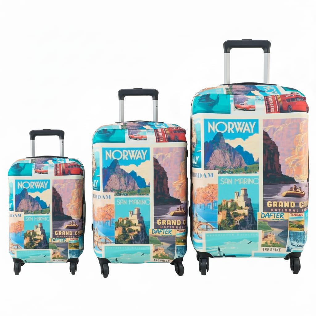 dafter Lycra Spandex Suitcase Cover with Zipper Pack of 3 (Small, Medium, Large) Luggage Protector | 260 GSM Printed Travel Hard Luggage Covers for Fiber & Plastic Trolley Bags-picture-46